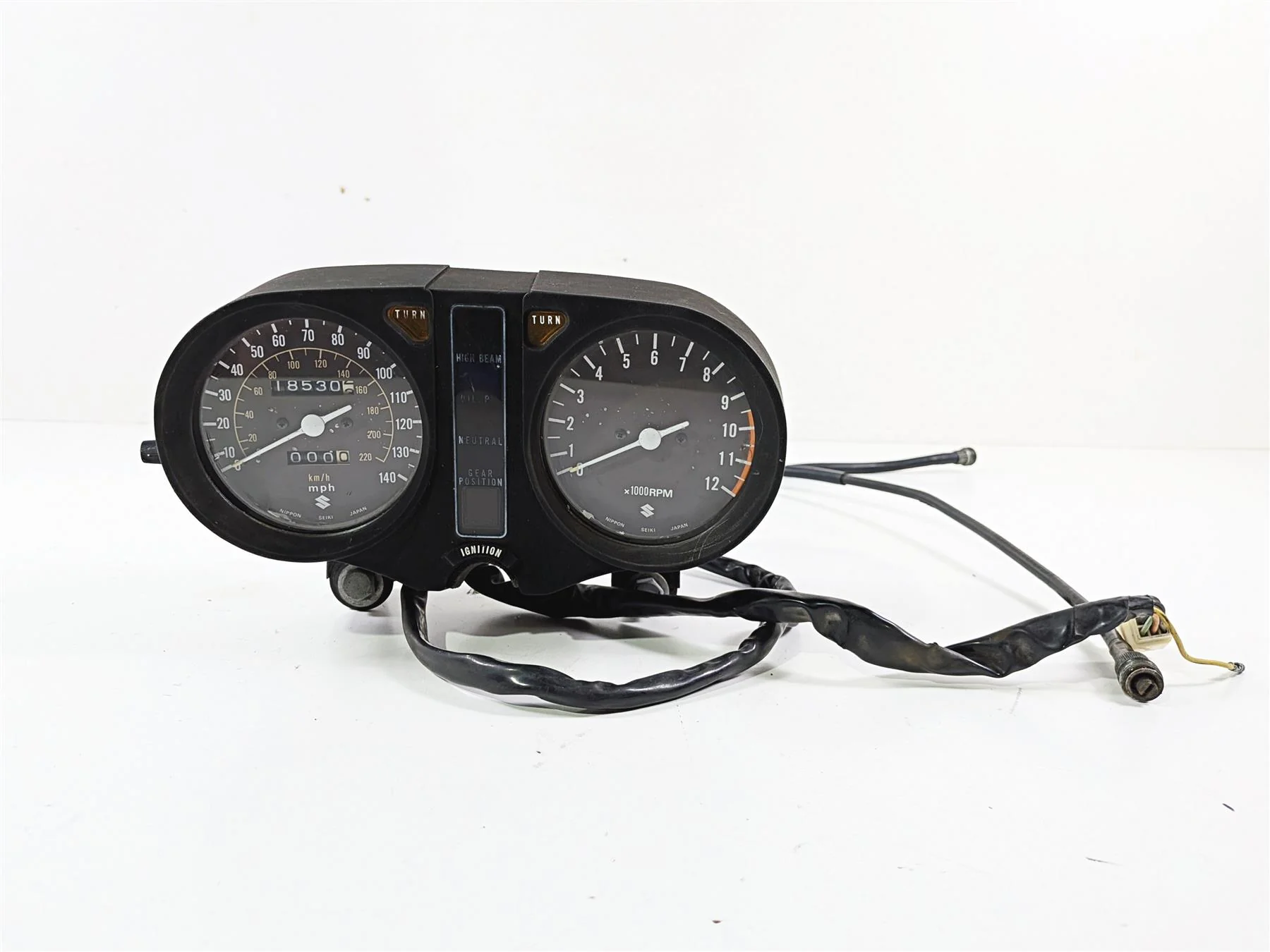 1978 Suzuki GS550 E Gauges Instrument Cluster 18K Set 34100-47032 34100-47034