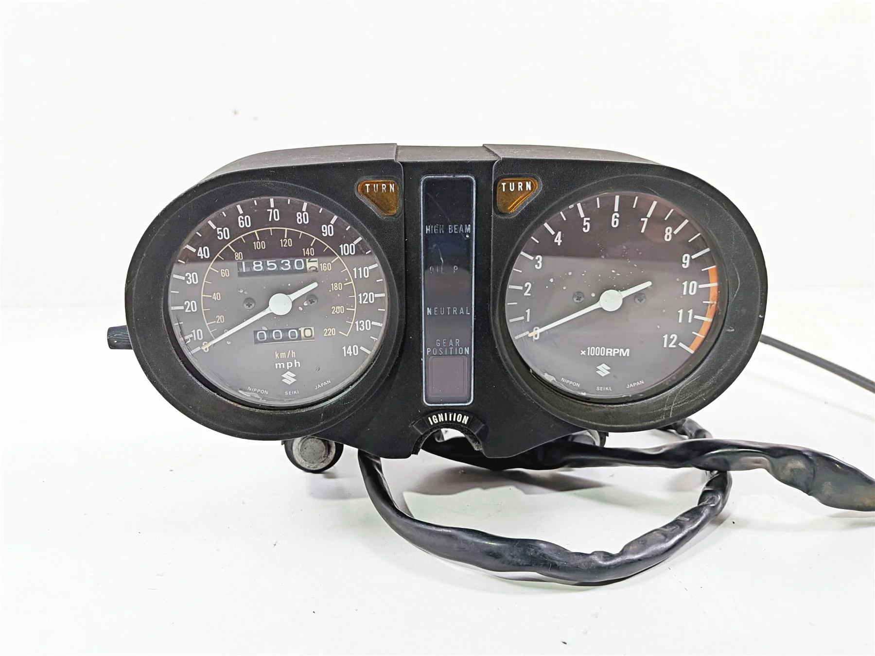 1978 Suzuki GS550 E Gauges Instrument Cluster 18K Set 34100-47032 34100-47034 - Image 2