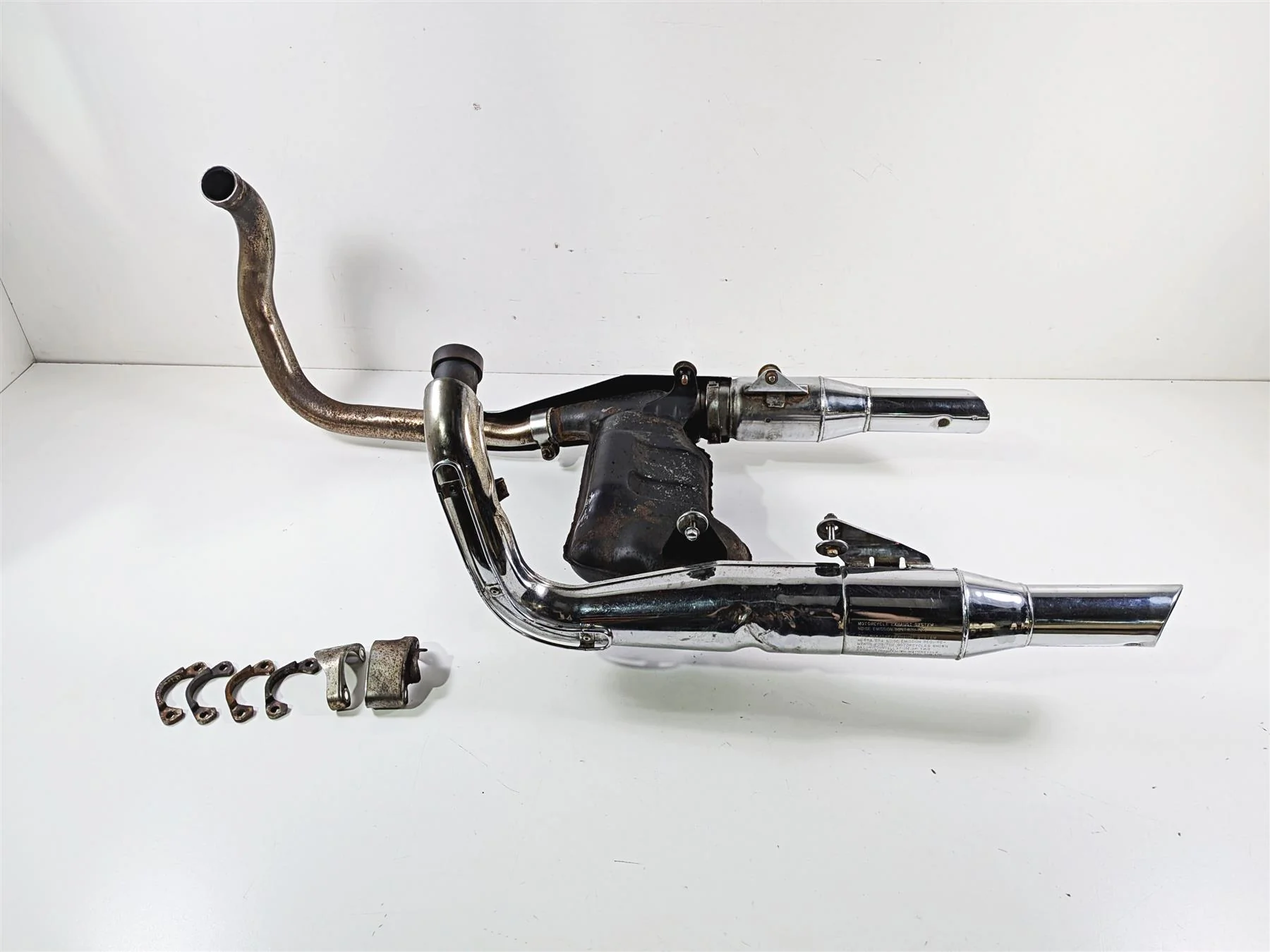 1989 Kawasaki VN750 Vulcan Left Right Exhaust Muffler & Header Set 18002-1701 - Image 12