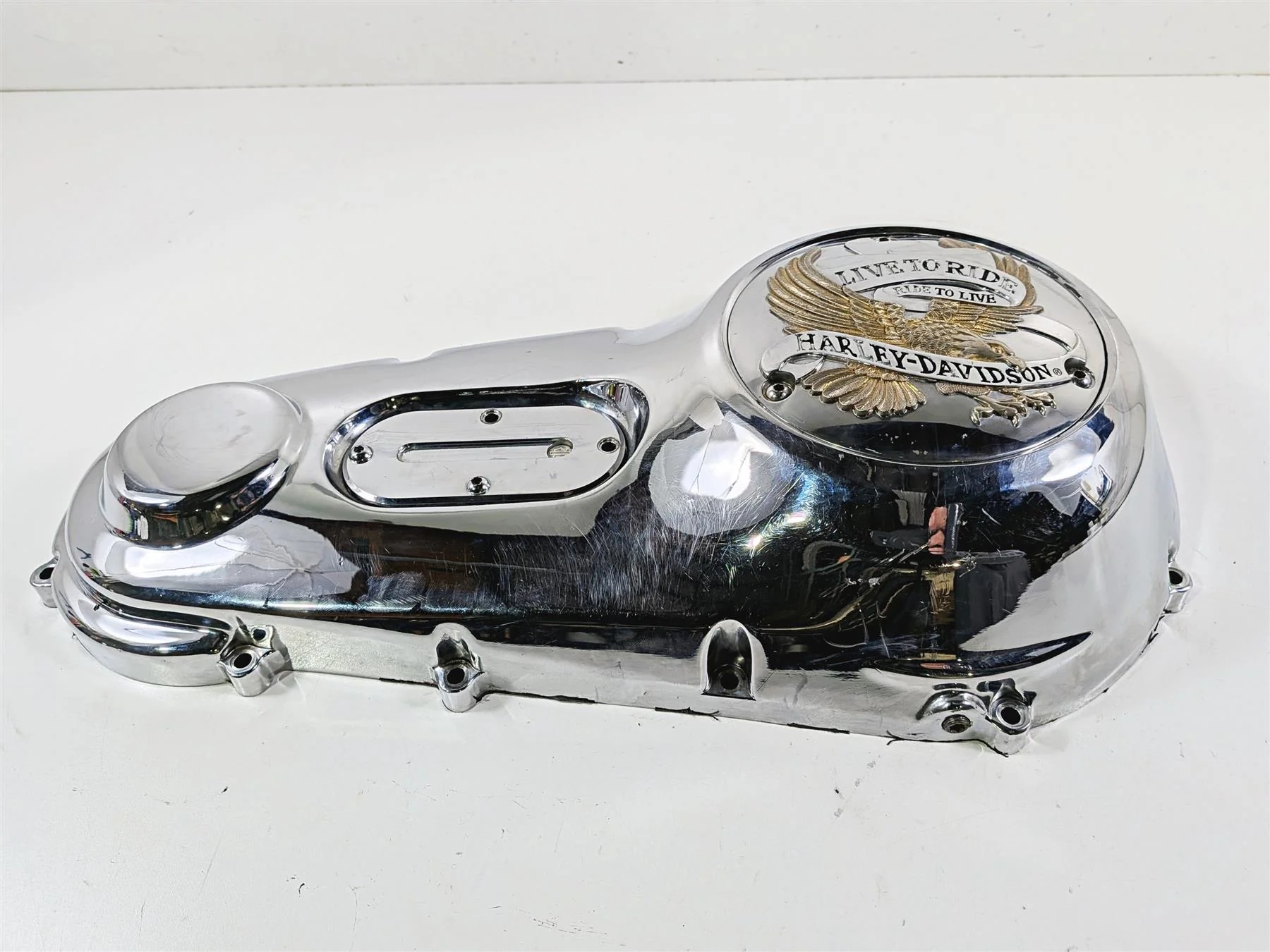 1996 Harley FLSTC Softail Heritage Chrome Outer Primary Clutch Cover 60506-95 - Image 4