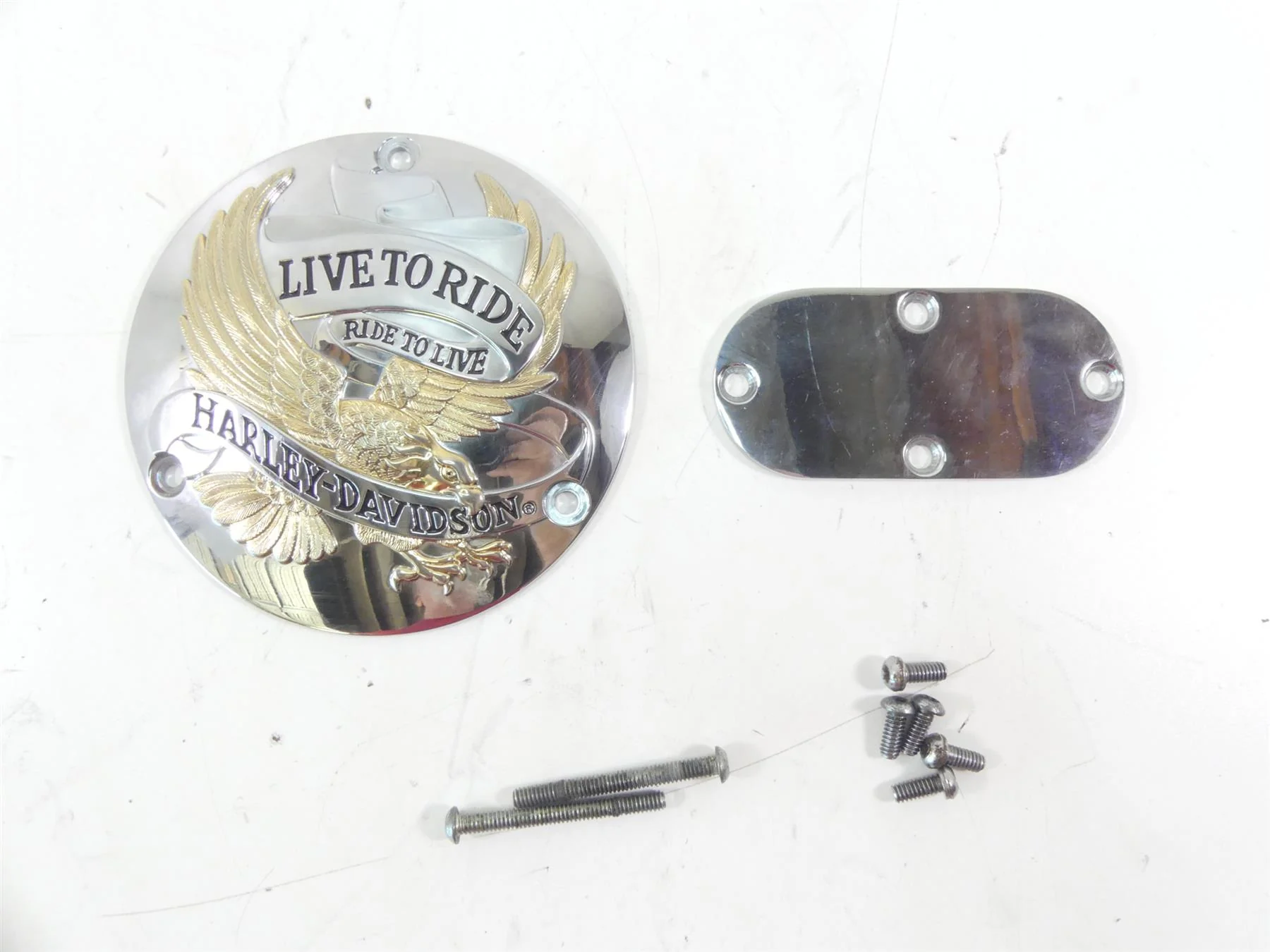1997 Harley Dyna FXDS Super Glide Conv Outer Primary Cover Emblem Set 25414-70B