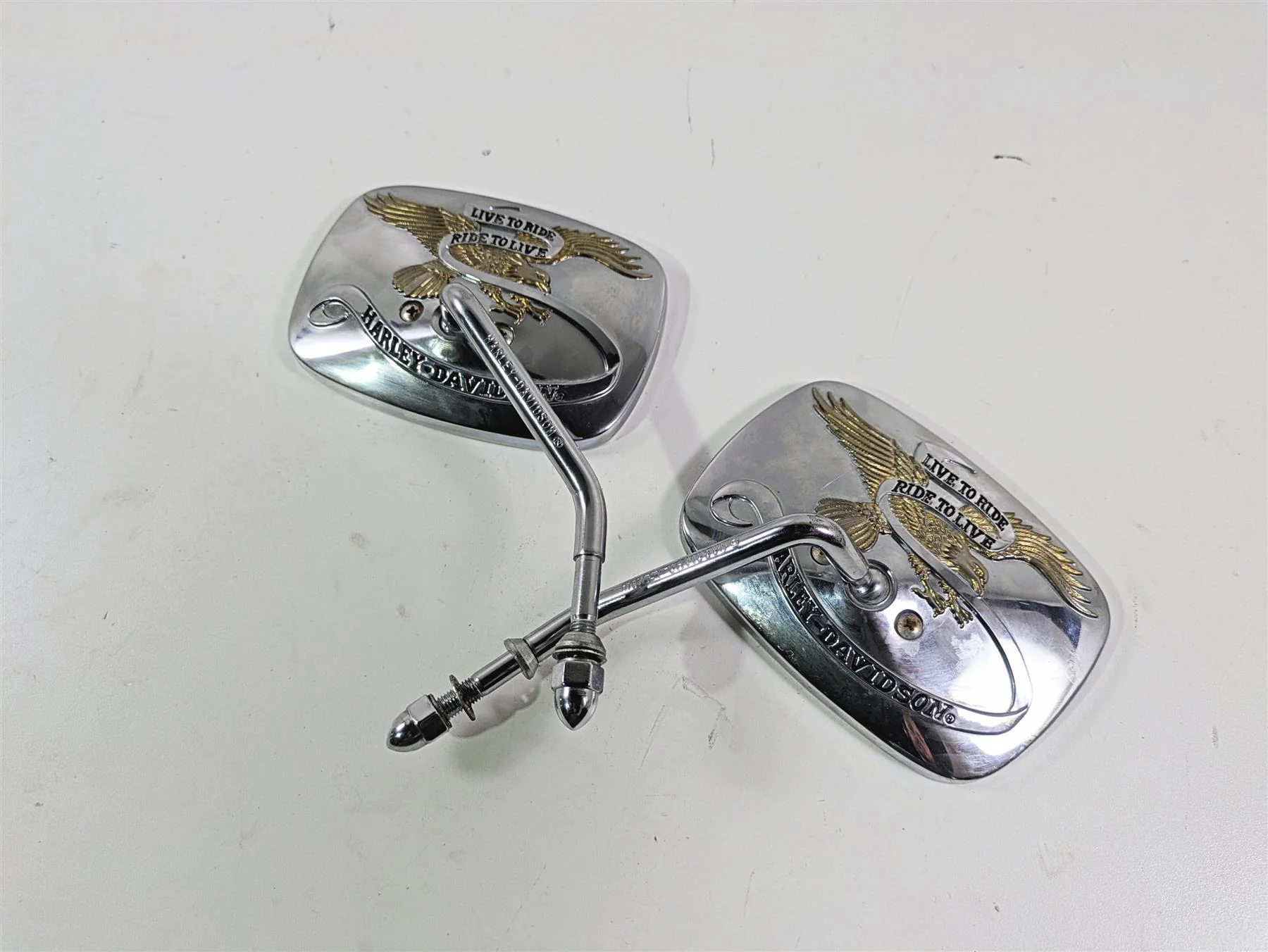 1999 Harley Touring FLHTCUI E-Glide Live to Ride Chrome Short Mirrors 91875-88A - Image 12
