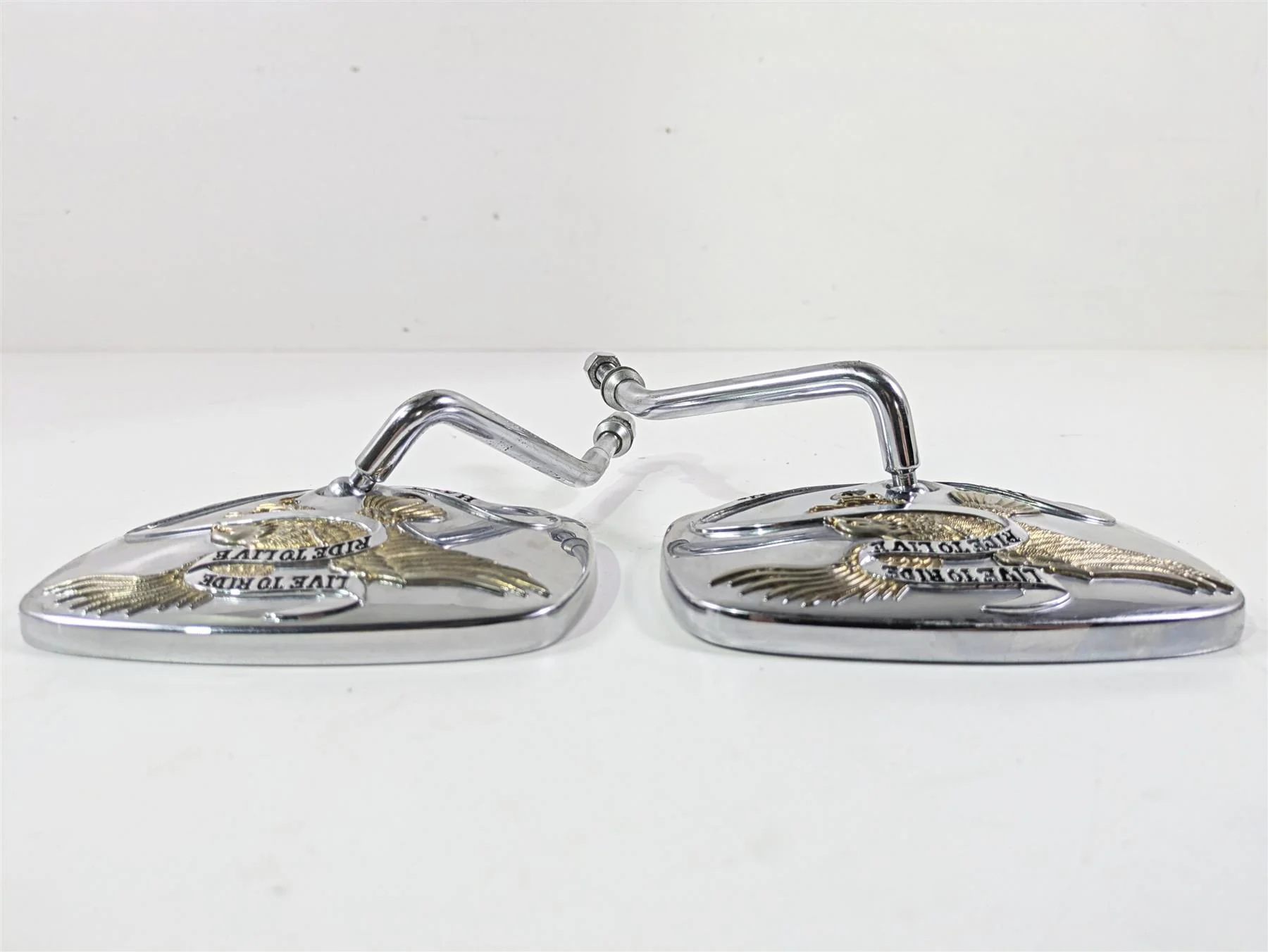 1999 Harley Touring FLHTCUI E-Glide Live to Ride Chrome Short Mirrors 91875-88A - Image 5