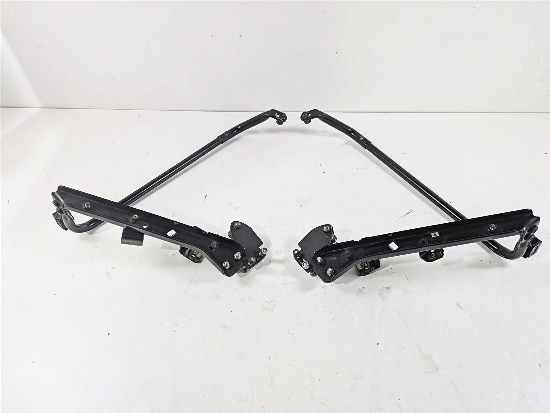 2001 Harley Touring FLHX Street Glide Rear Black Saddle Bag Rack Support Set - Image 7