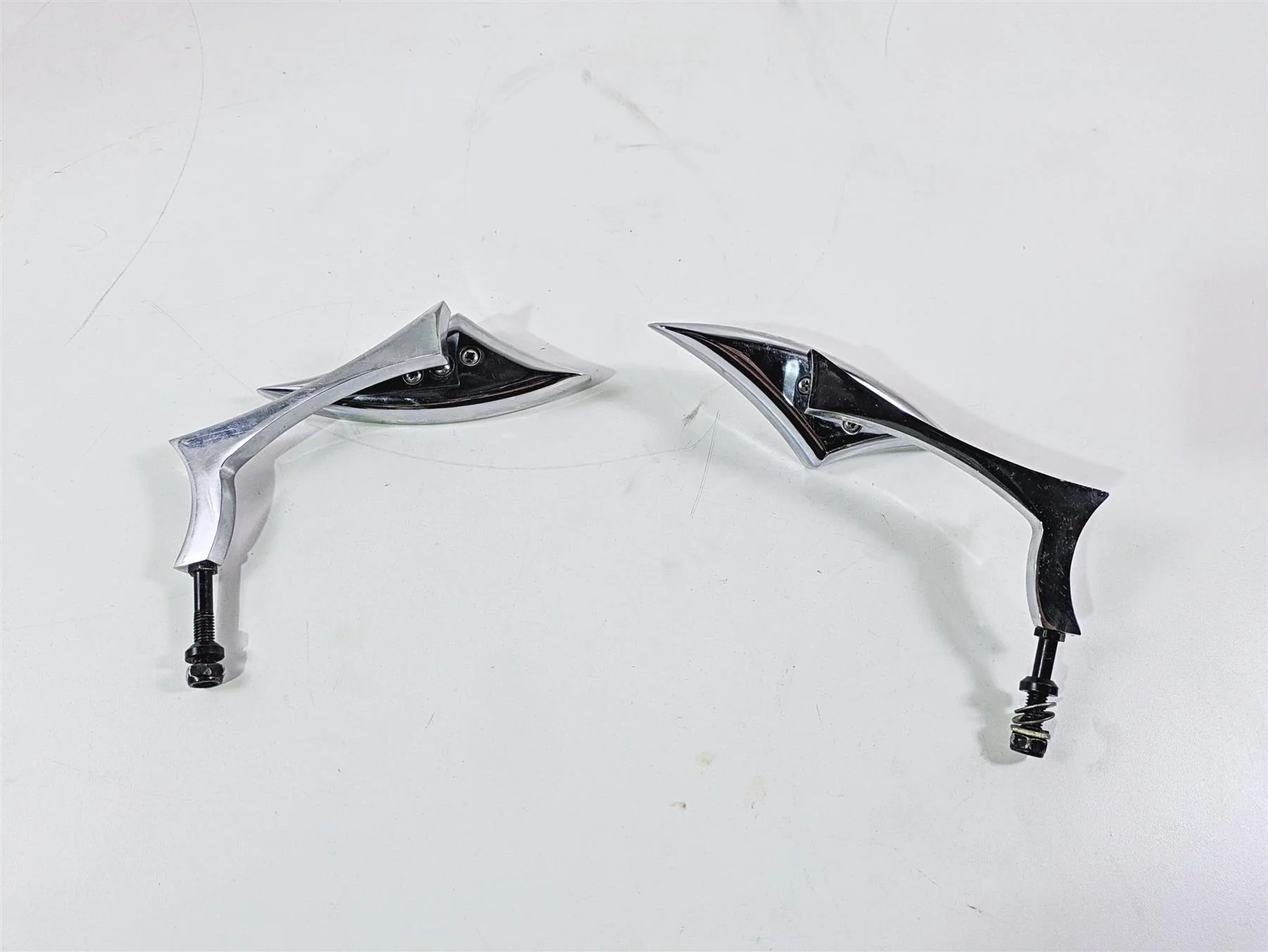 2002 Big Dog Pitbull Custom Chrome Rear View Mirror Set Left & Right