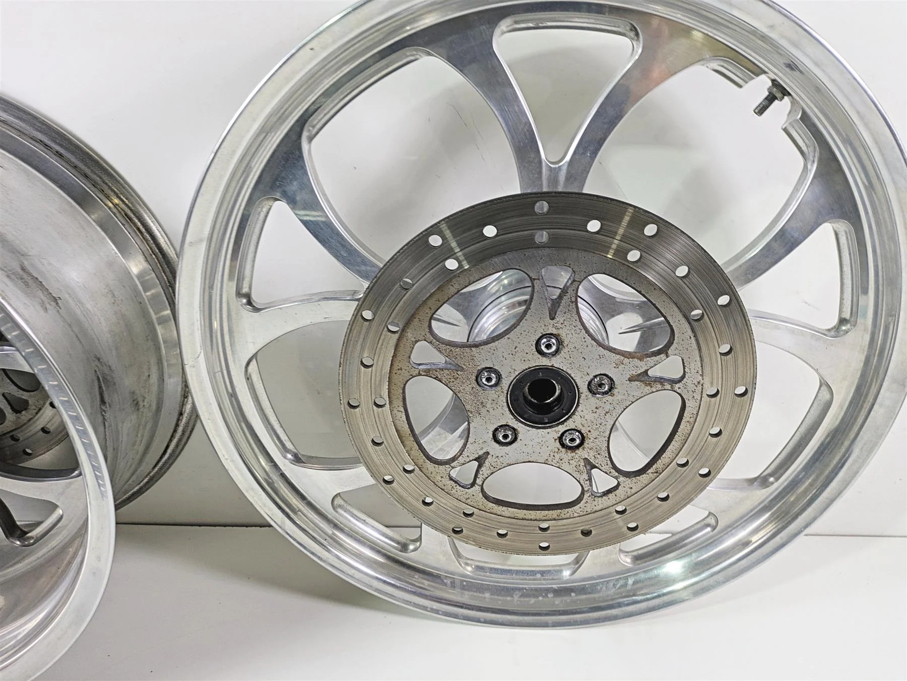 2002 Big Dog Pitbull Front 22" Rear 18" Aluminum Wheel Rim & Belt Pulley Set - Image 3