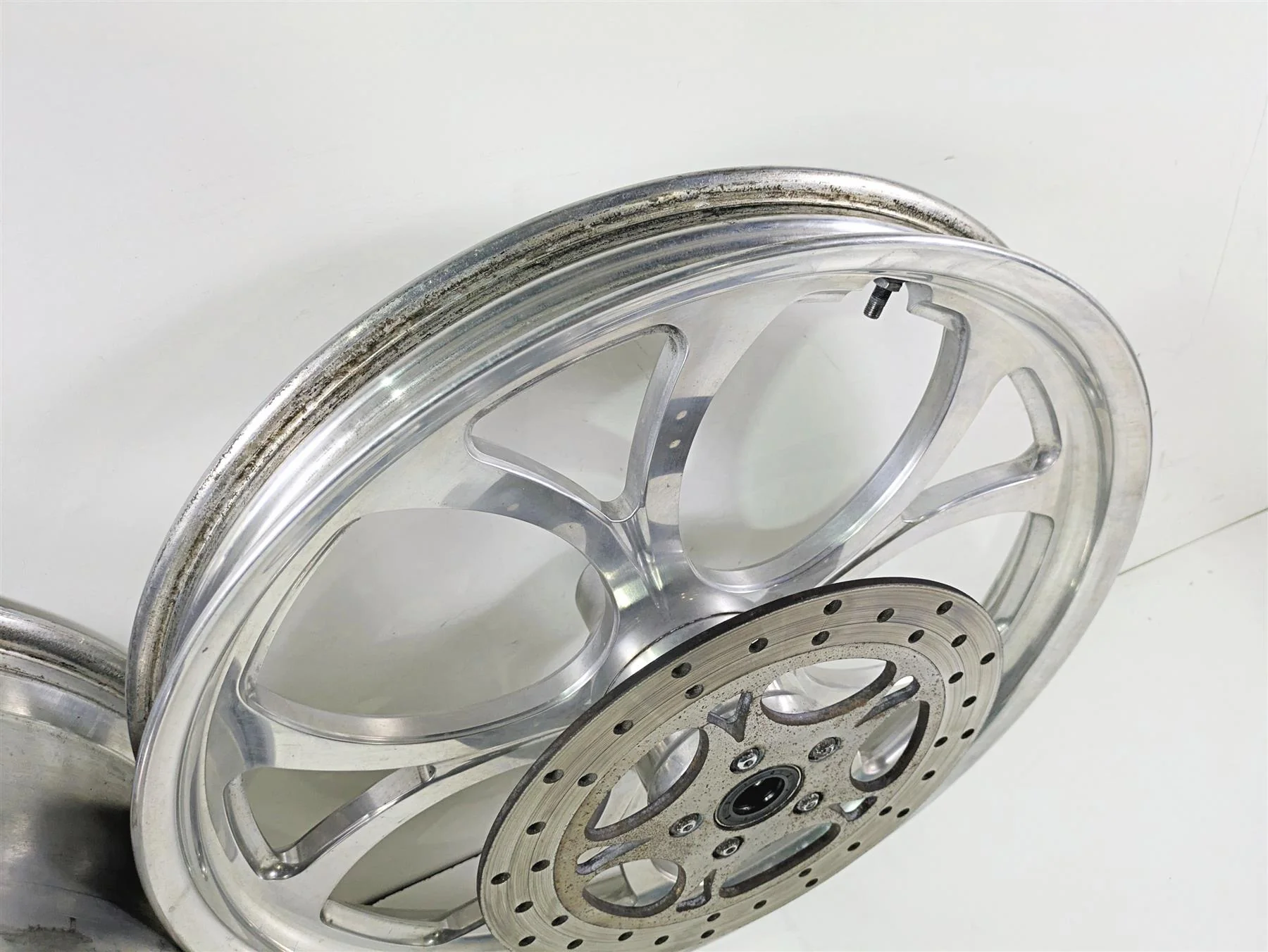 2002 Big Dog Pitbull Front 22" Rear 18" Aluminum Wheel Rim & Belt Pulley Set - Image 6