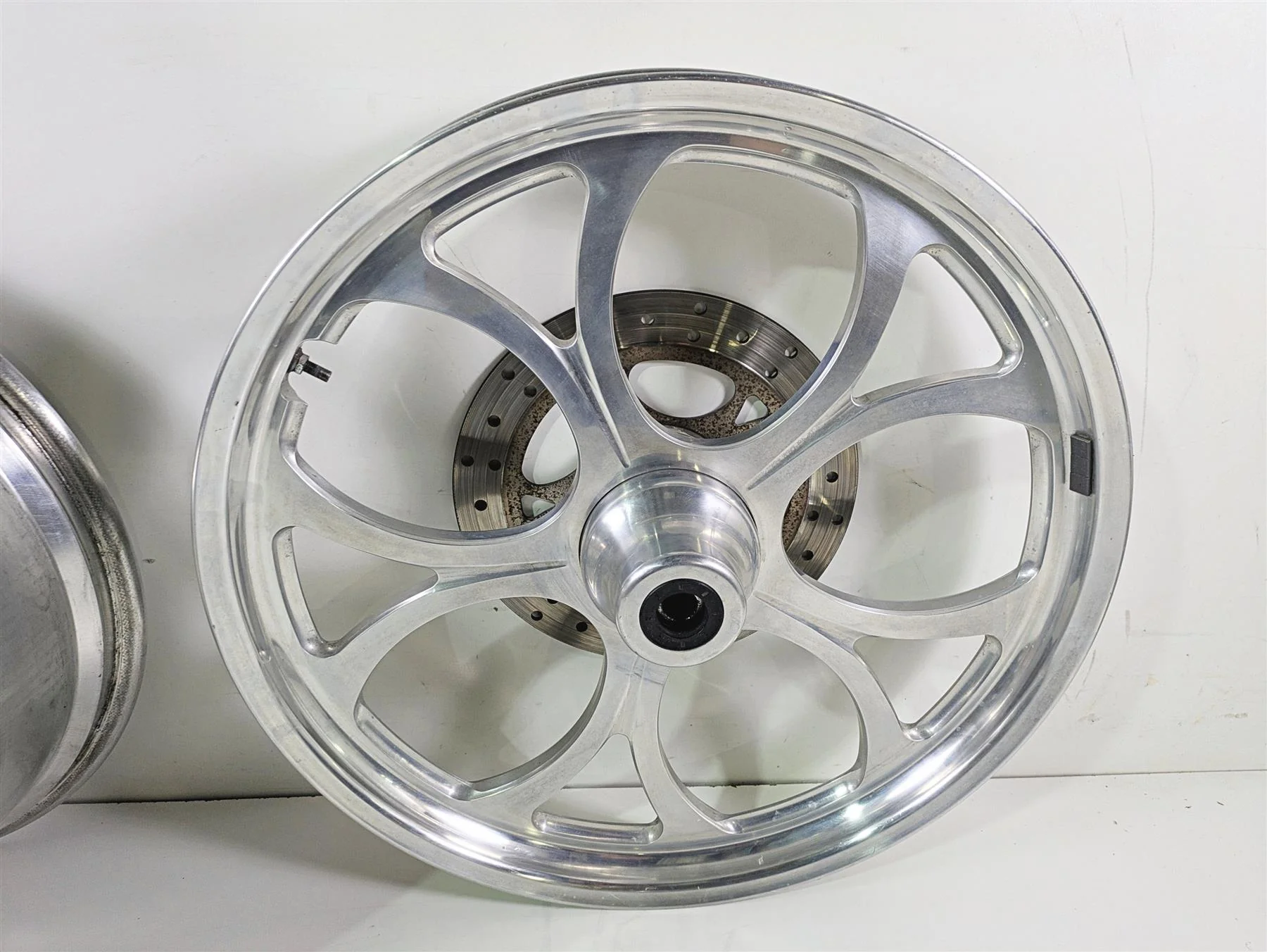 2002 Big Dog Pitbull Front 22" Rear 18" Aluminum Wheel Rim & Belt Pulley Set - Image 7