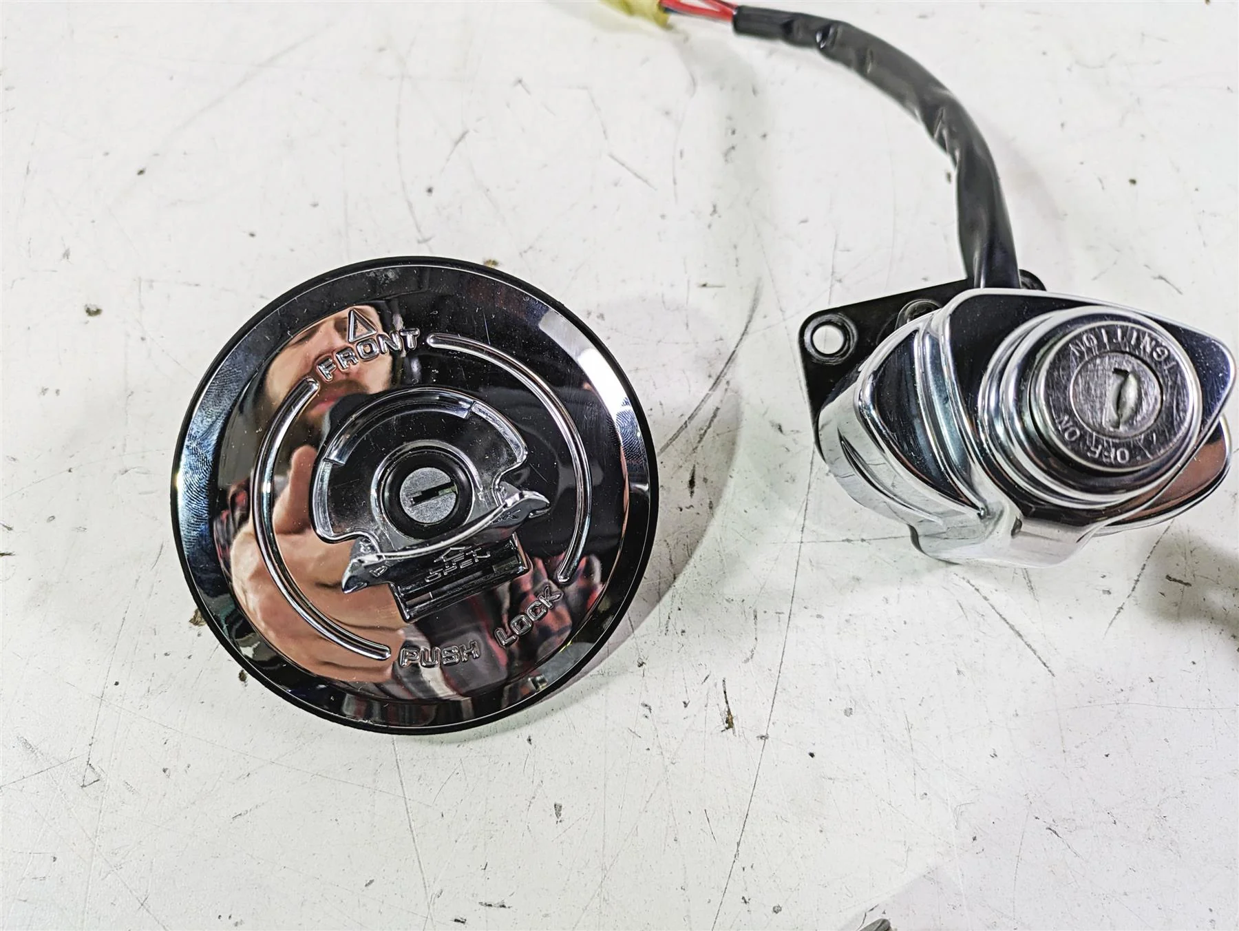 2002 Honda VTX1800 Retro Ignition Switch Steering Key Lock Cap Set 35110-MR1-000 - Image 5