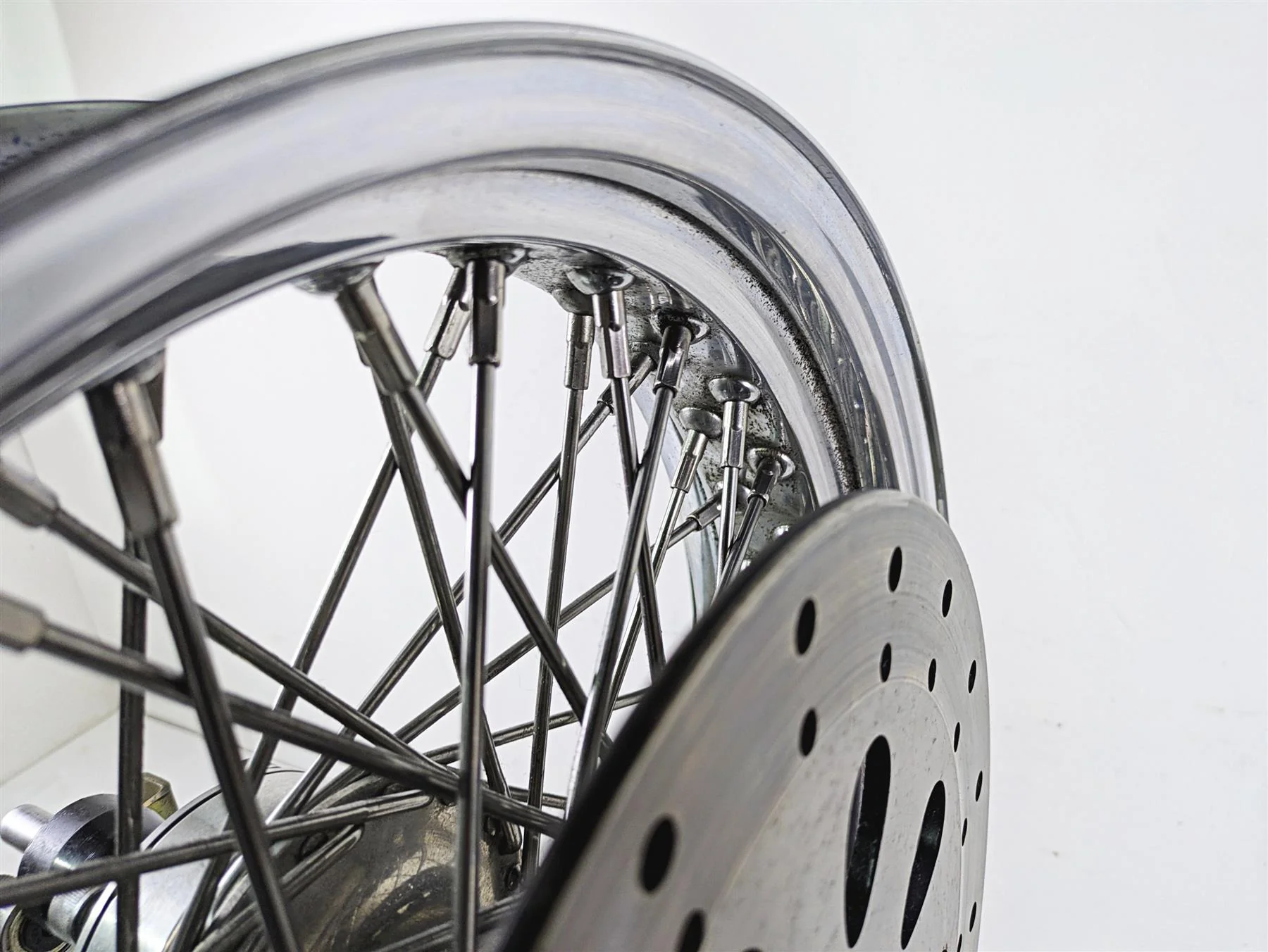 2002 Indian Spirit Deluxe Spoke Rear Wheel Rim Rotor 16x3.5 1.5mm Runout 21-970 - Image 8