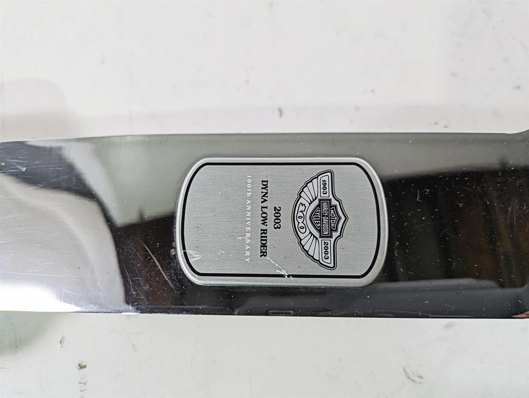 2003 Harley Dyna FXDL Low Rider 100TH Tank Dash Chrome Cover & Emblem 61244-02 - Image 6
