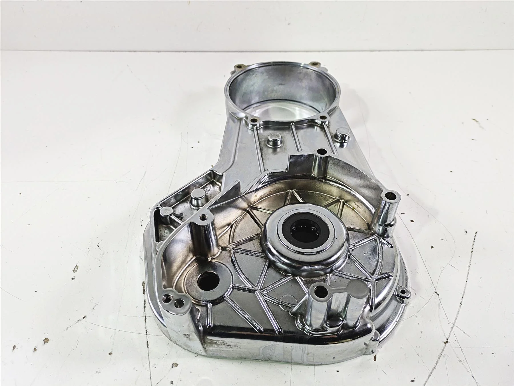 2003 Harley Touring FLHTCUI E-Glide 100th Chrome Inner Primary Cover 60677-01B - Image 4