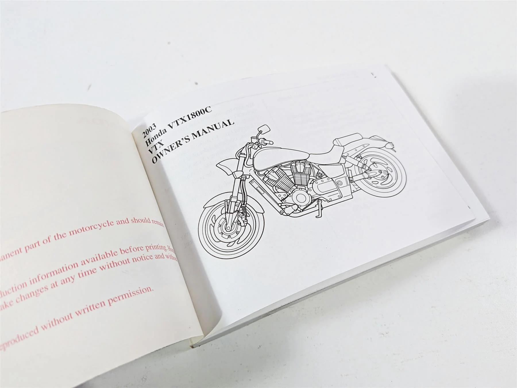 2003 Honda V-Twin VTX1800 C Owners Manual Booklet 00X31-MCH-6100 - Image 8