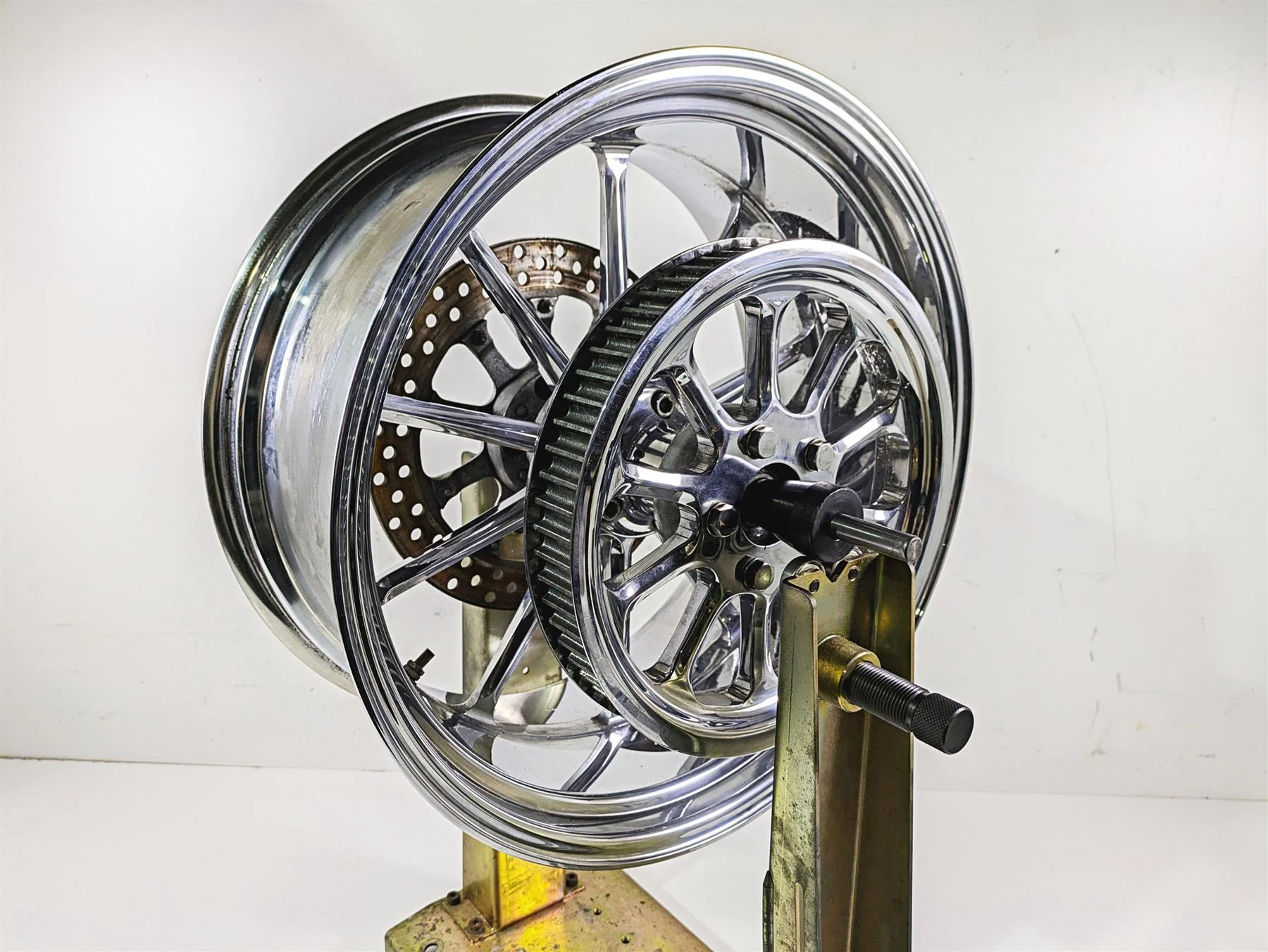 2004 Big Dog Chopper Straight Billet Rear Wheel Rim & Pulley 8.5x18 65T Pulley