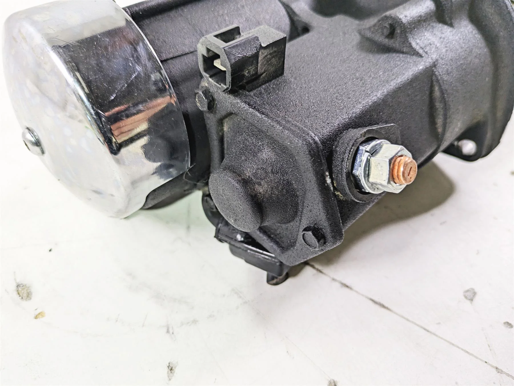 2004 Harley Softail FLSTF Fat Boy Engine Starter Motor + Cover 31612-09 - Image 9