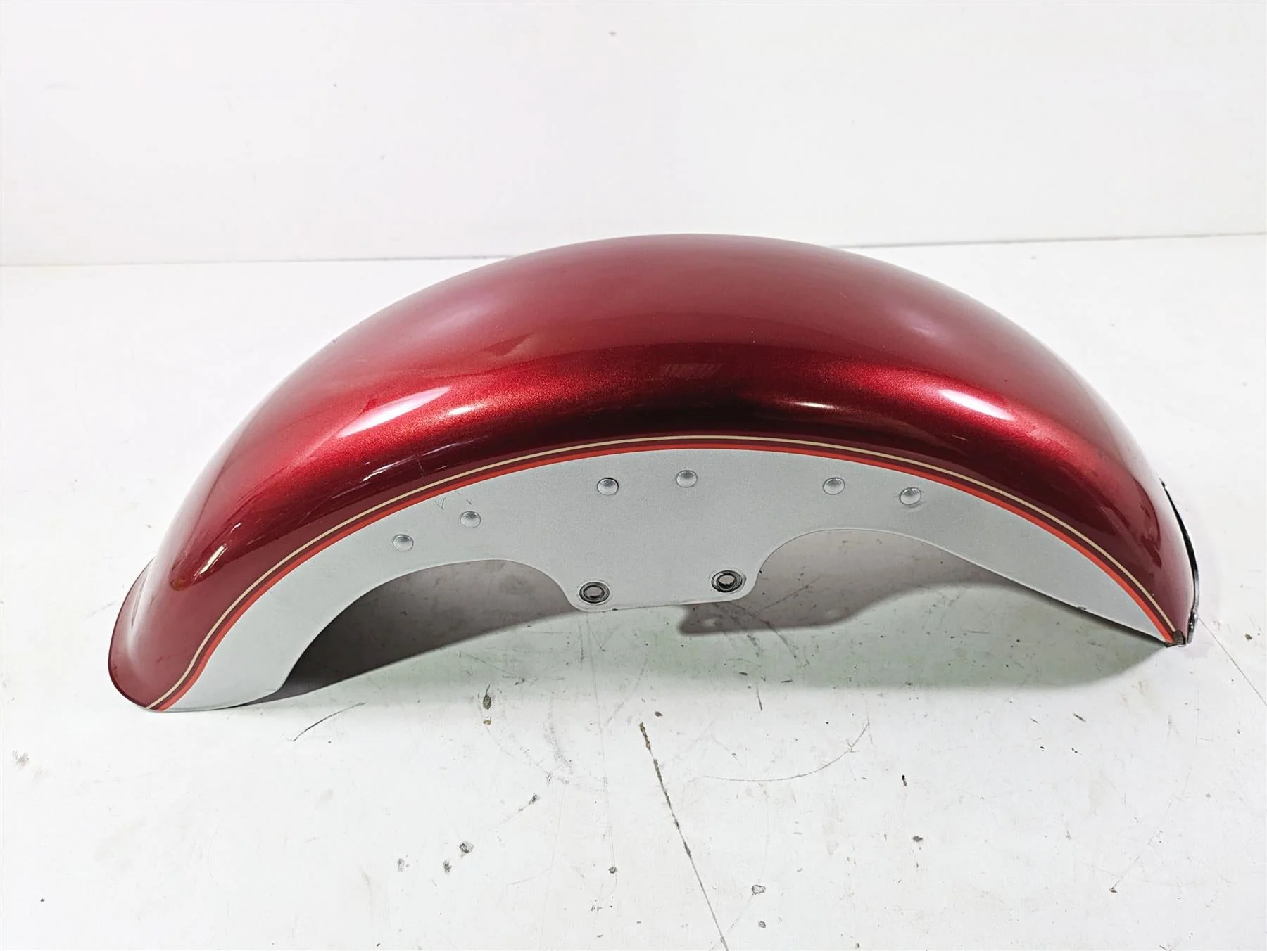 2004 Harley Softail FLSTF Fat Boy Front Fender Sierra Red - Bent 59139-00A - Image 2