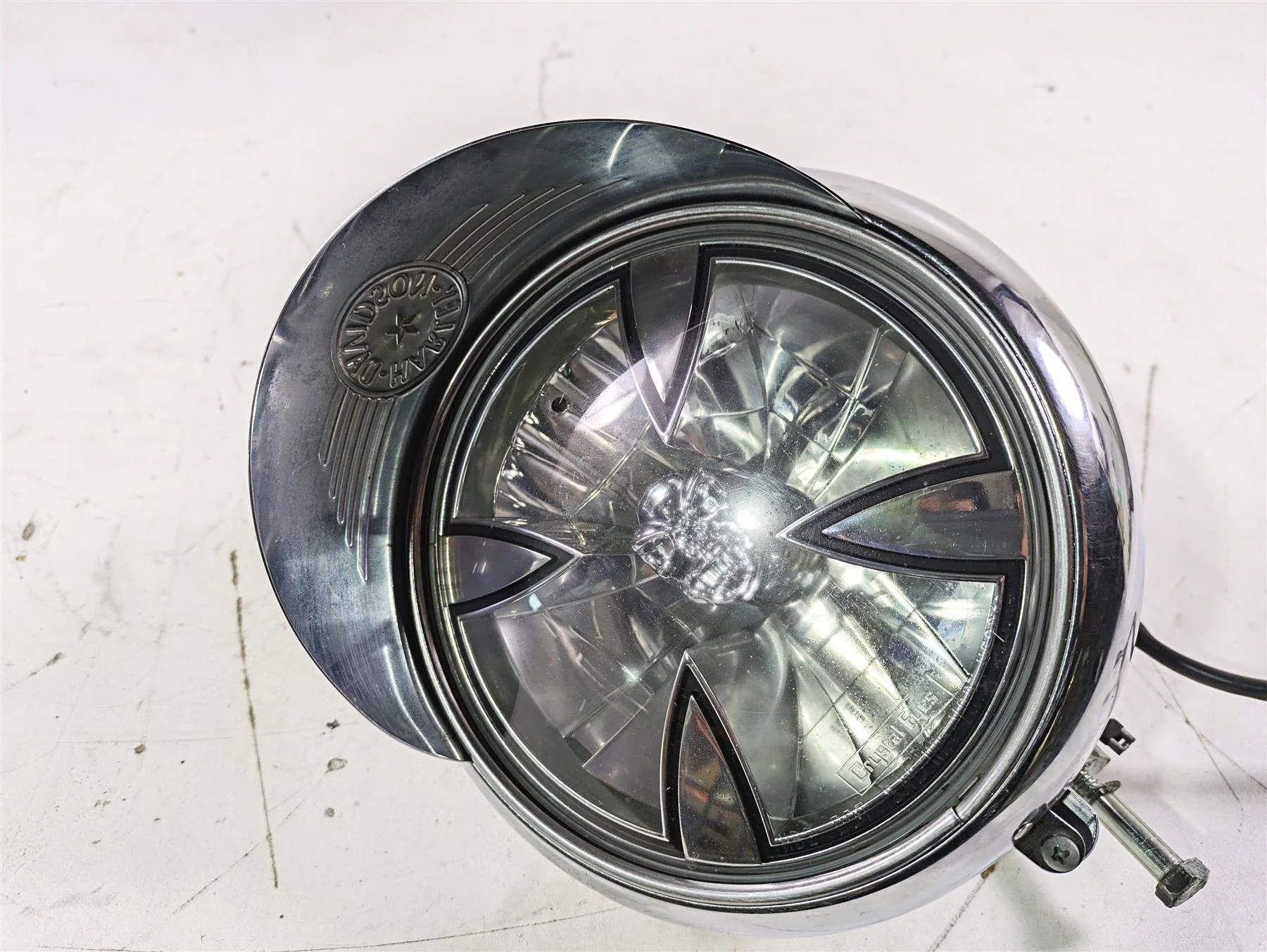2004 Harley Softail FLSTF Fat Boy Headlight Iron Cross Skull + Visor 67903-00 - Image 12