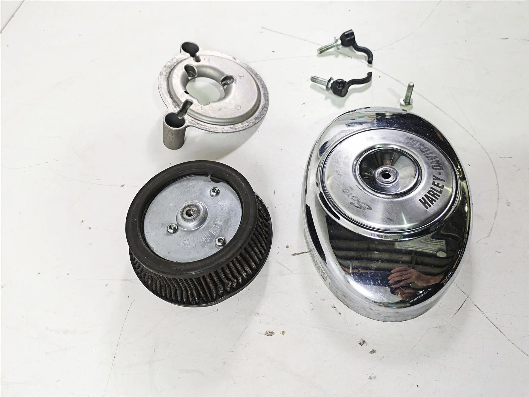 2004 Harley Softail FLSTF Fat Boy Screamin Eagle Air Filter Set - Read 29121-01 - Image 3