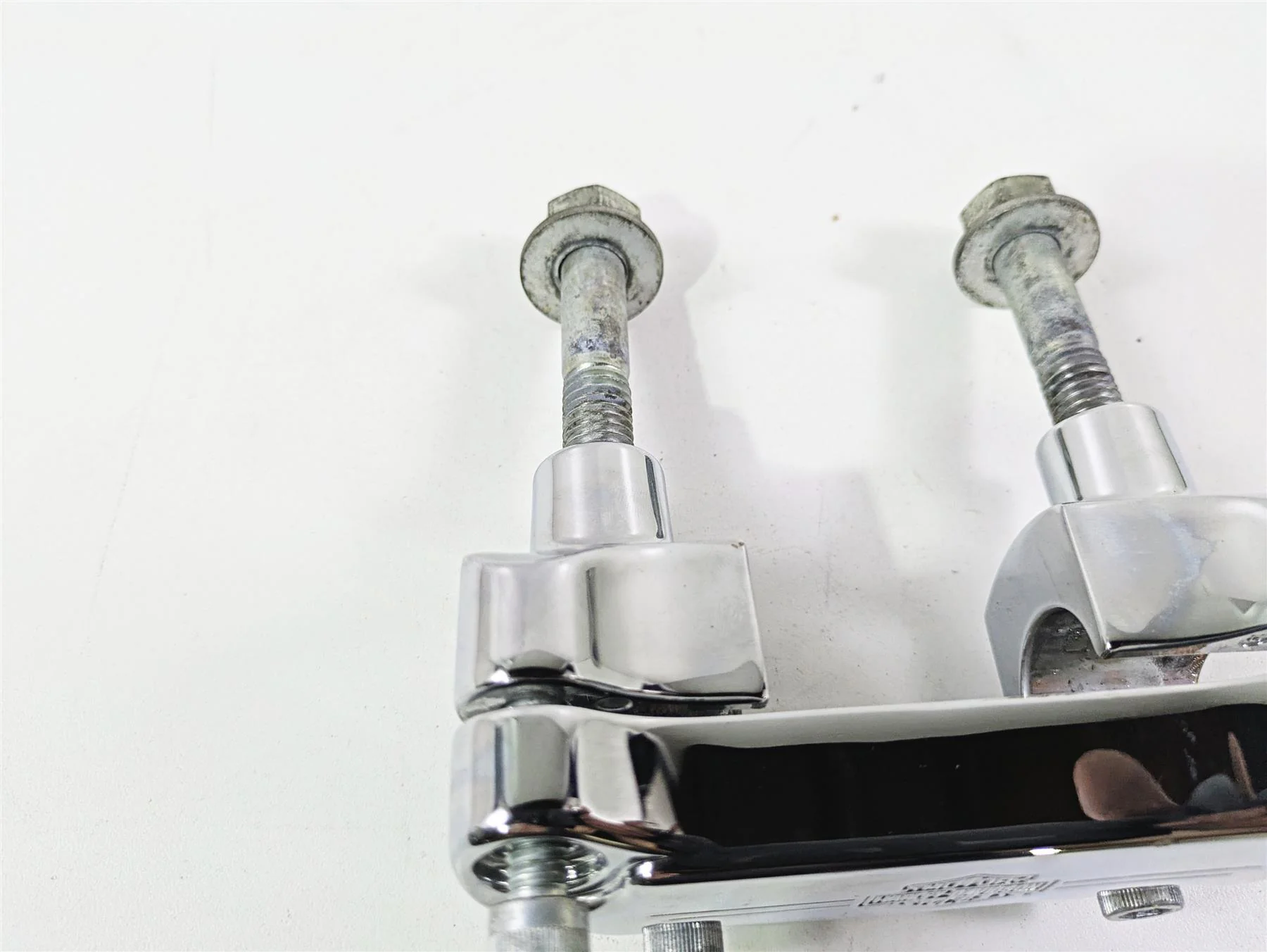 2004 Harley Softail FXSTDI Deuce Chrome Short Handlebar Riser Holder Set - Image 8