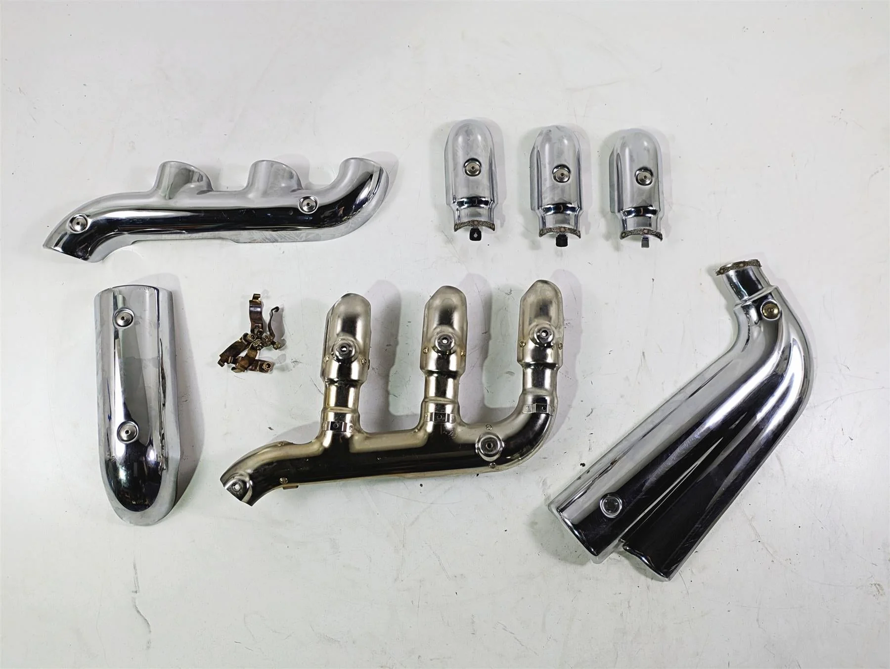 2006 Triumph Rocket 3 Exhaust Chrome Heat Shield Cover Set T2208512 - Image 3