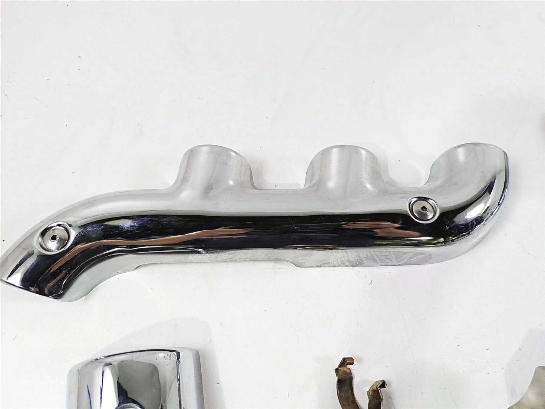 2006 Triumph Rocket 3 Exhaust Chrome Heat Shield Cover Set T2208512 - Image 8