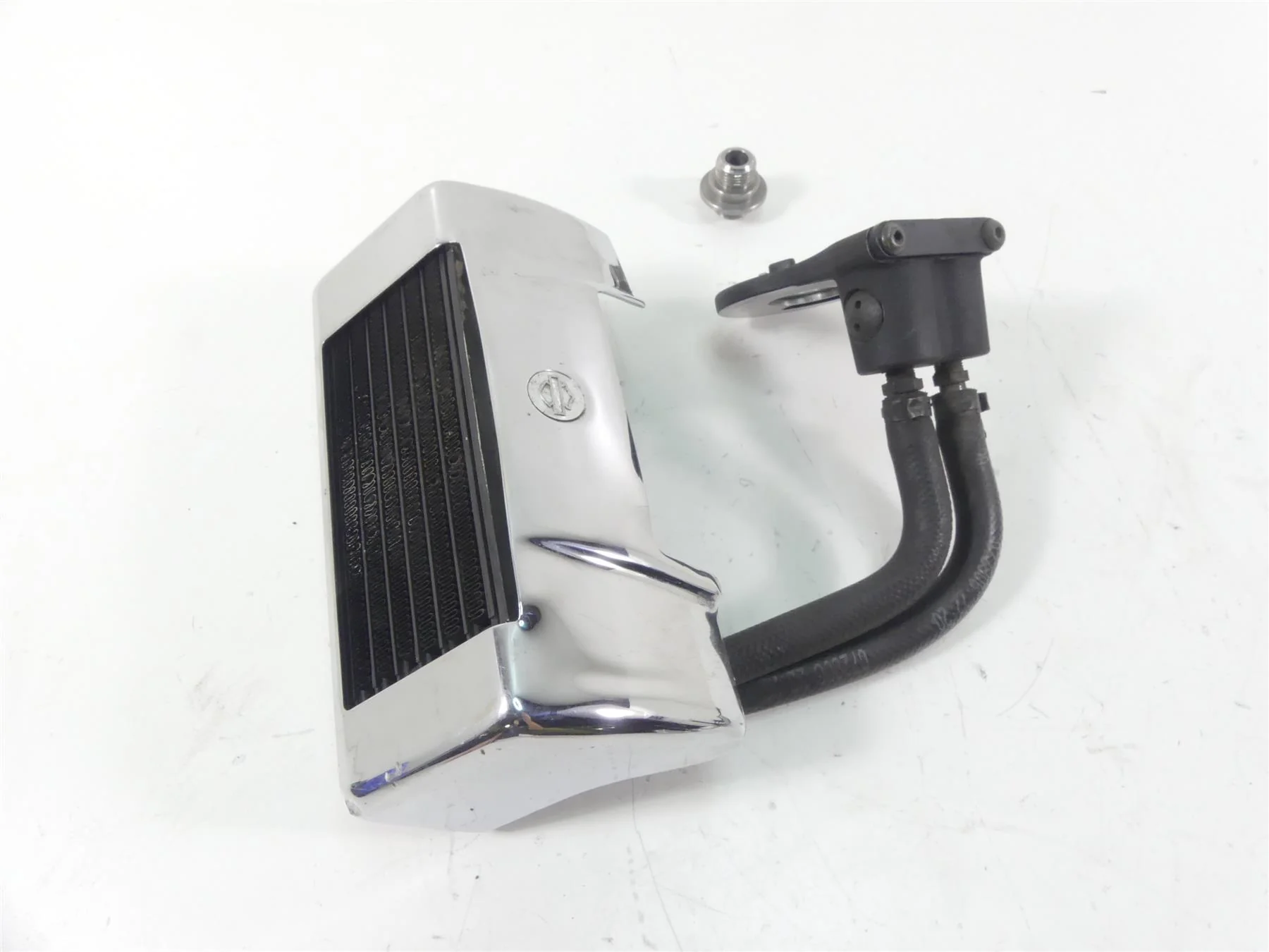2007 Harley Touring FLHR SE CVO Road King Oil Cooler Radiator + Adapter 63068-07 - Image 2