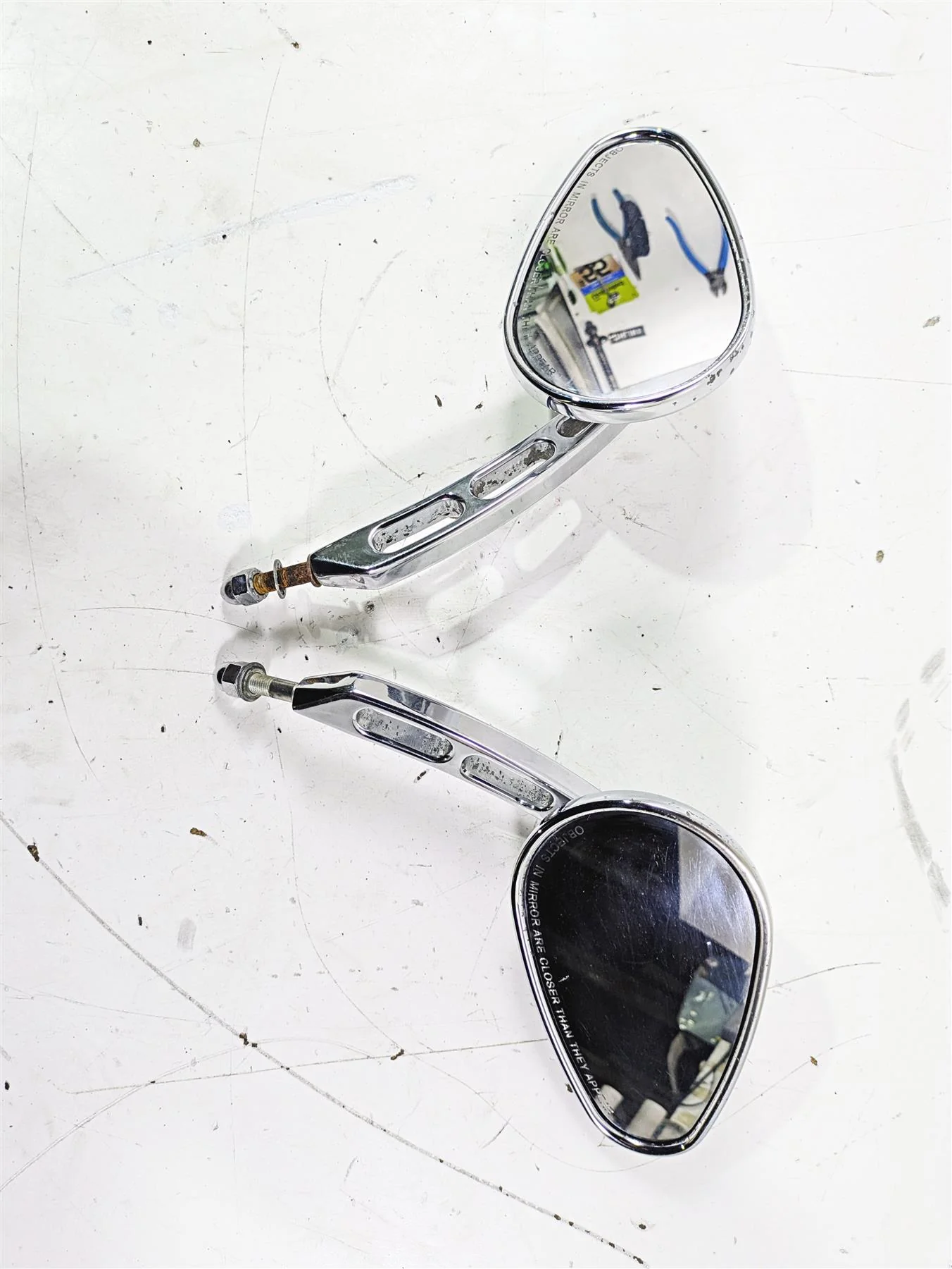 2007 Harley Touring FLHTCU SE CVO E-Glide Chrome Mirror Set - Pits 91951-07 - Image 5