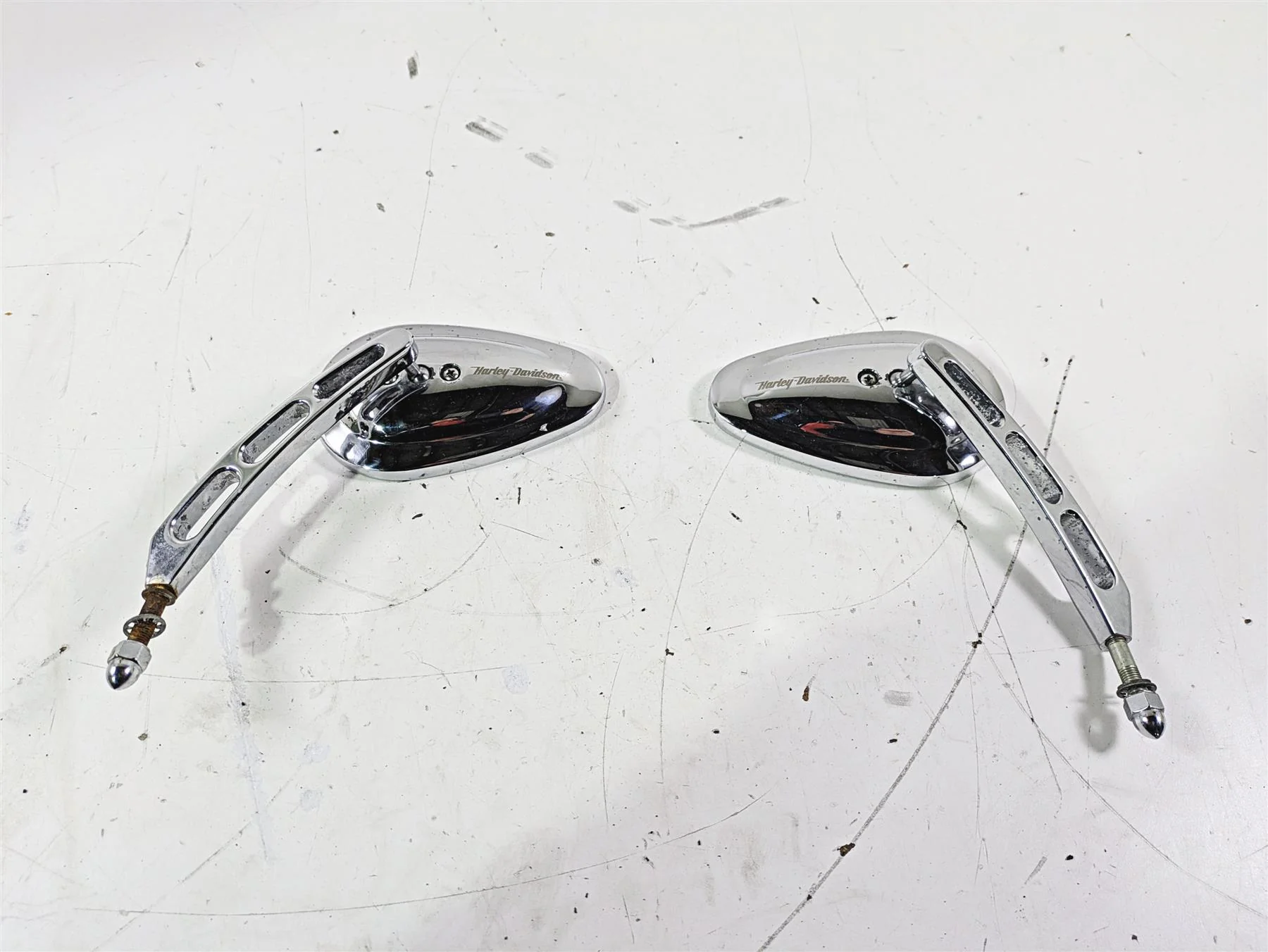 2007 Harley Touring FLHTCU SE CVO E-Glide Chrome Mirror Set - Pits 91951-07 - Image 9