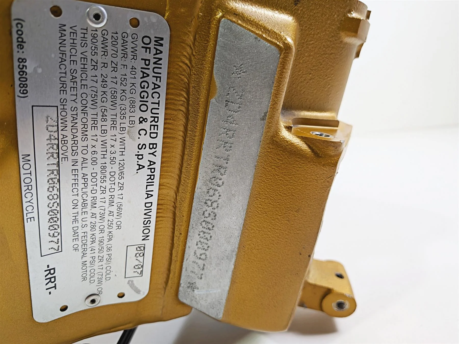 2008 Aprilia RSVR 1000 Factory Straight Main Frame Chassis -GOLD -With Clean Florida Title -AP8184394 - Image 10
