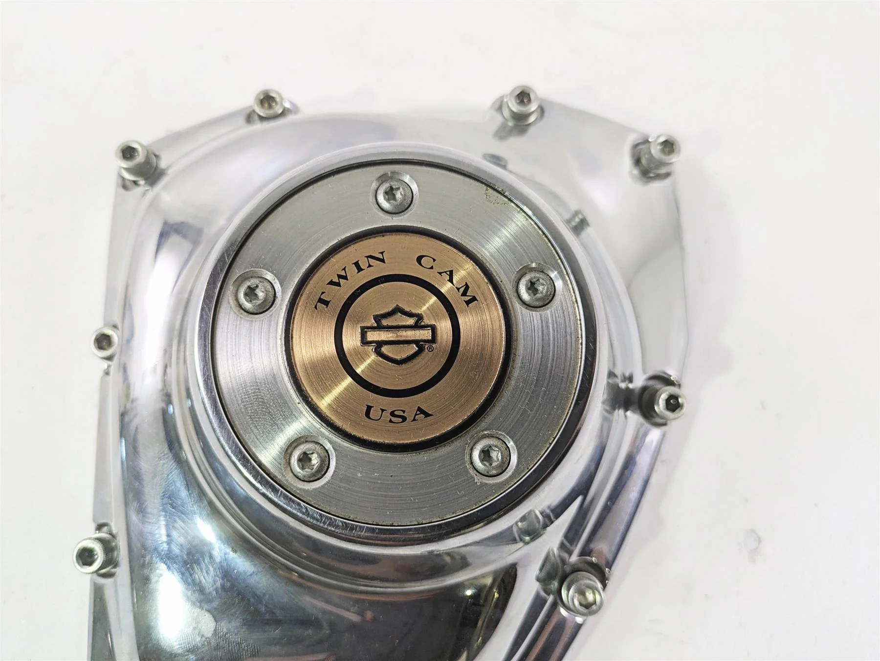 2008 Harley FXDL Dyna Low Rider 105TH Cam Shaft Side Chrome Cover 25362-01A - Image 3