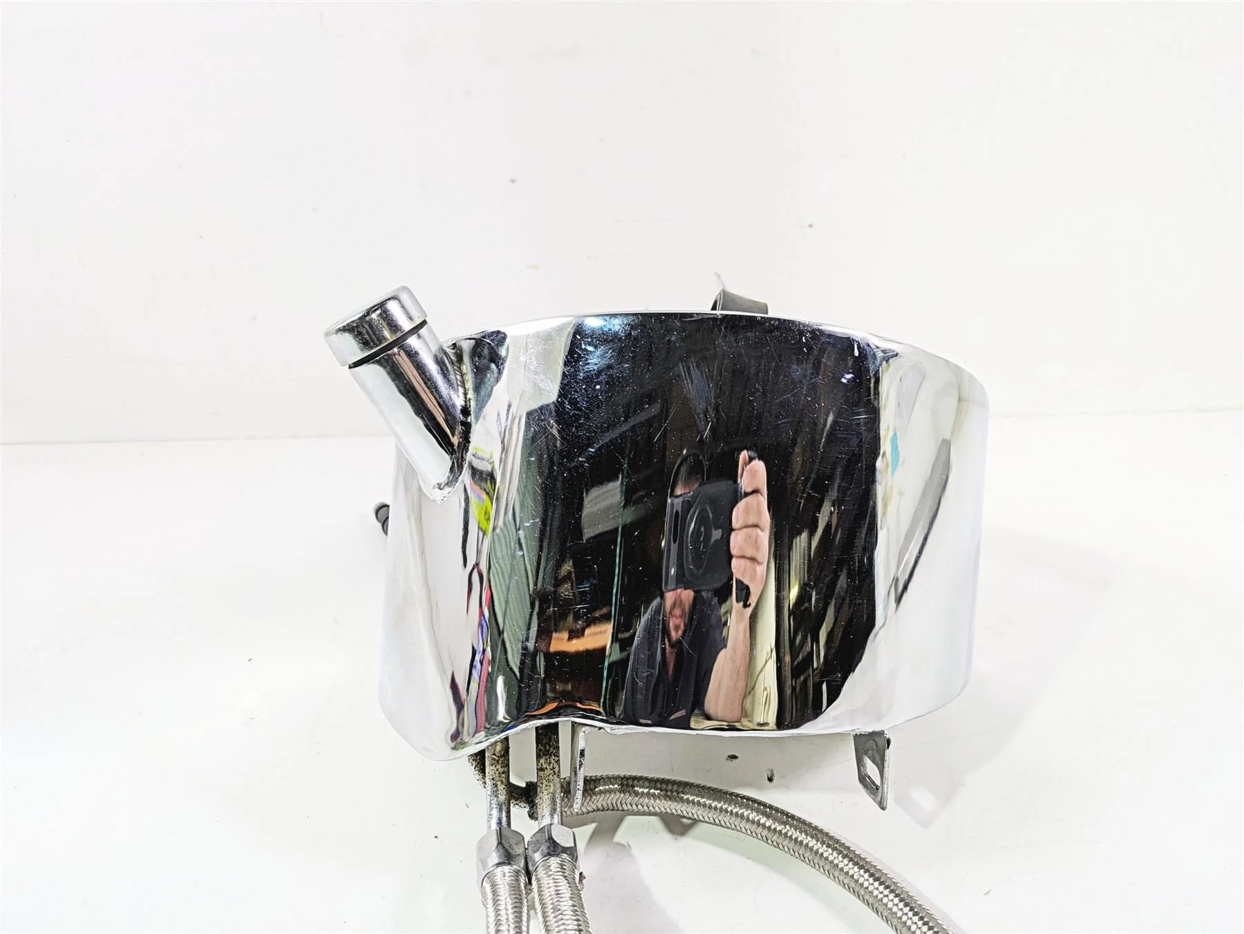 2008 Ultima Motorcycles Fat Bastard Chrome Oil Tank Reservoir & Lines - Image 4