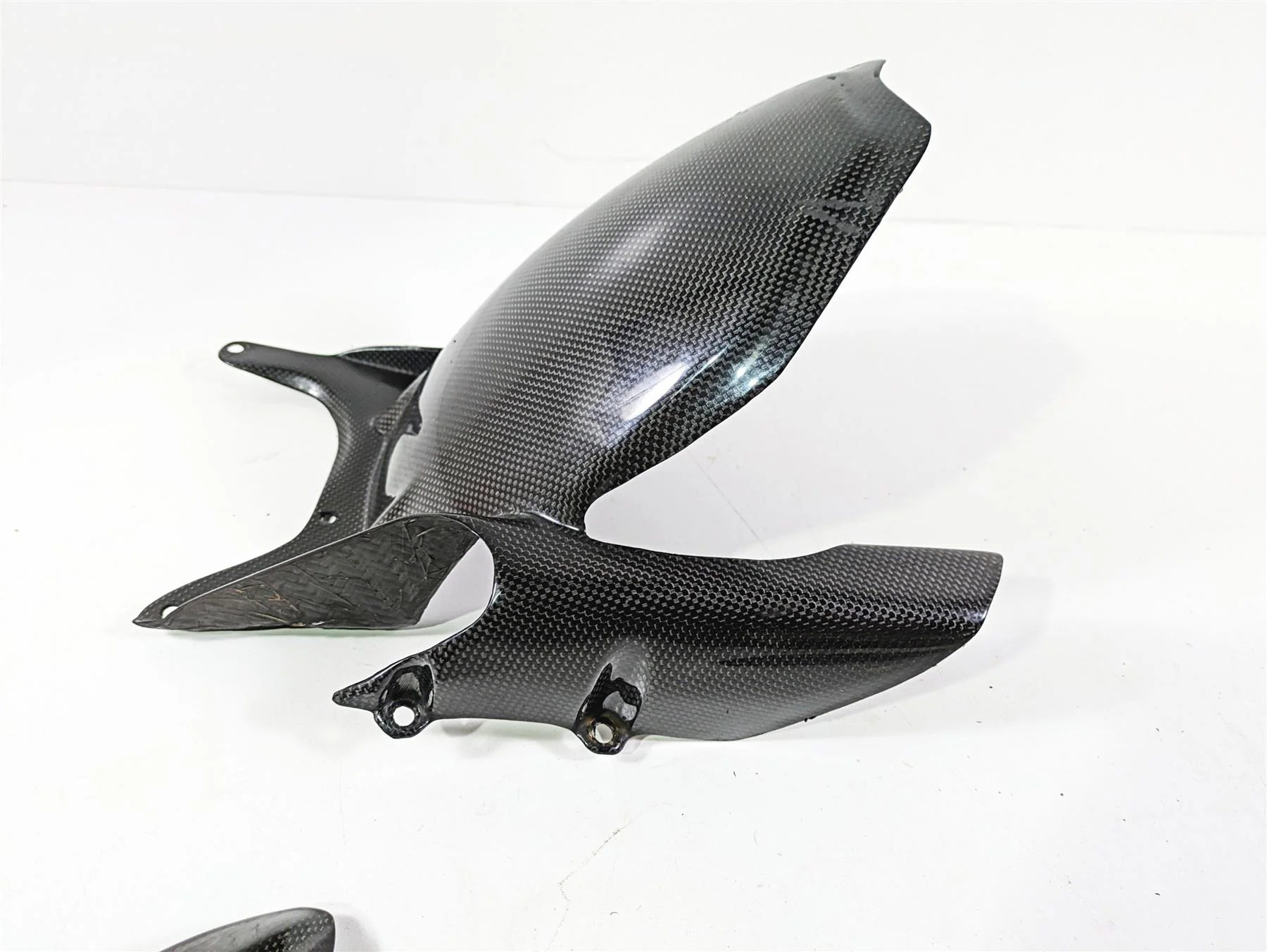 2009 Ducati Multistrada 1100 S Rear Carbon Fiber Fender Chain Guard Set PM20567 - Image 2