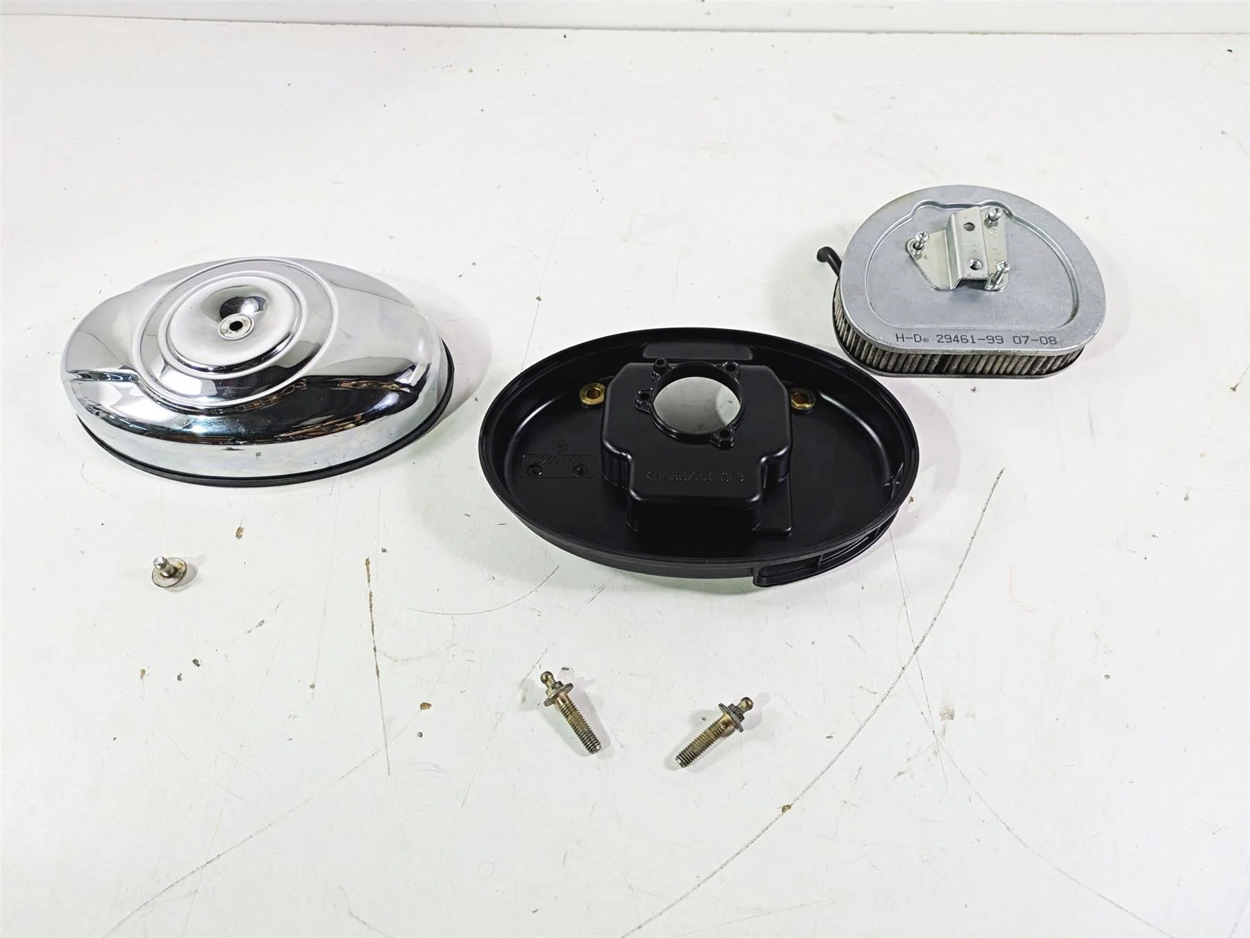 2009 Harley FXCWC Softail Rocker Air Cleaner Breather Filter Set 29581-08