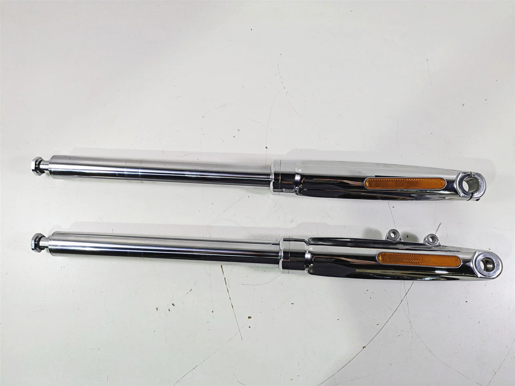 2009 Harley FXCWC Softail Rocker Chrome Front Fork Leg Set 46950-08 46953-08