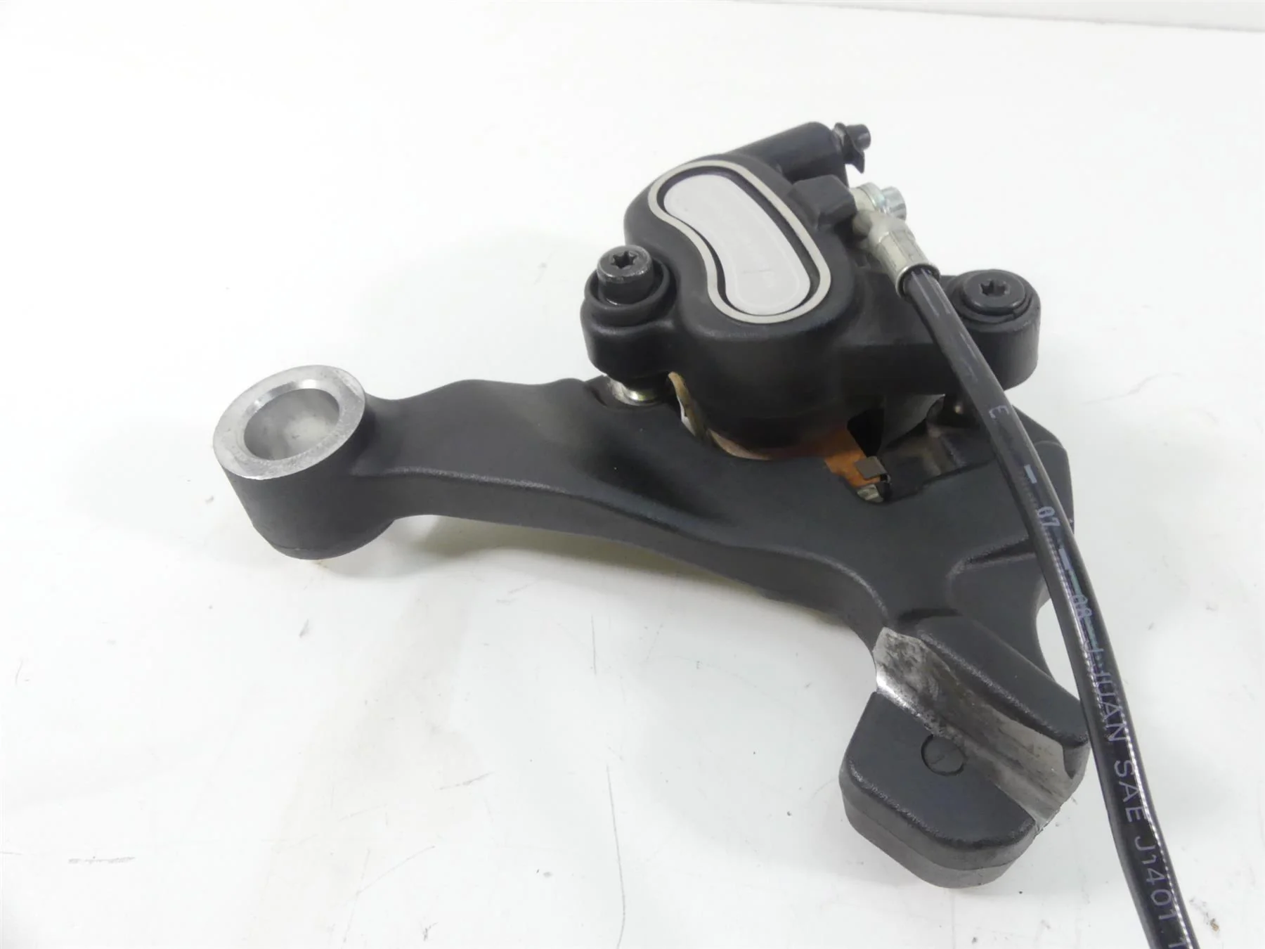 2009 Harley FXDF Dyna Fat Bob Rear Brake Caliper + Mount & Line 40908-08 - Image 2