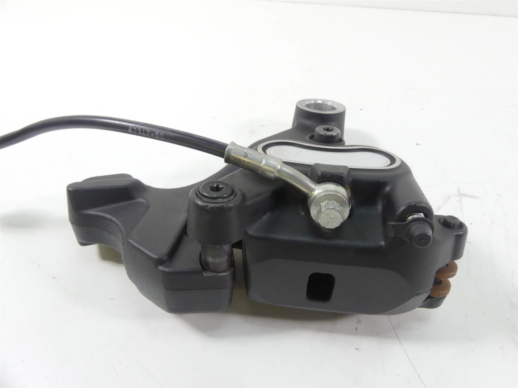 2009 Harley FXDF Dyna Fat Bob Rear Brake Caliper + Mount & Line 40908-08 - Image 3