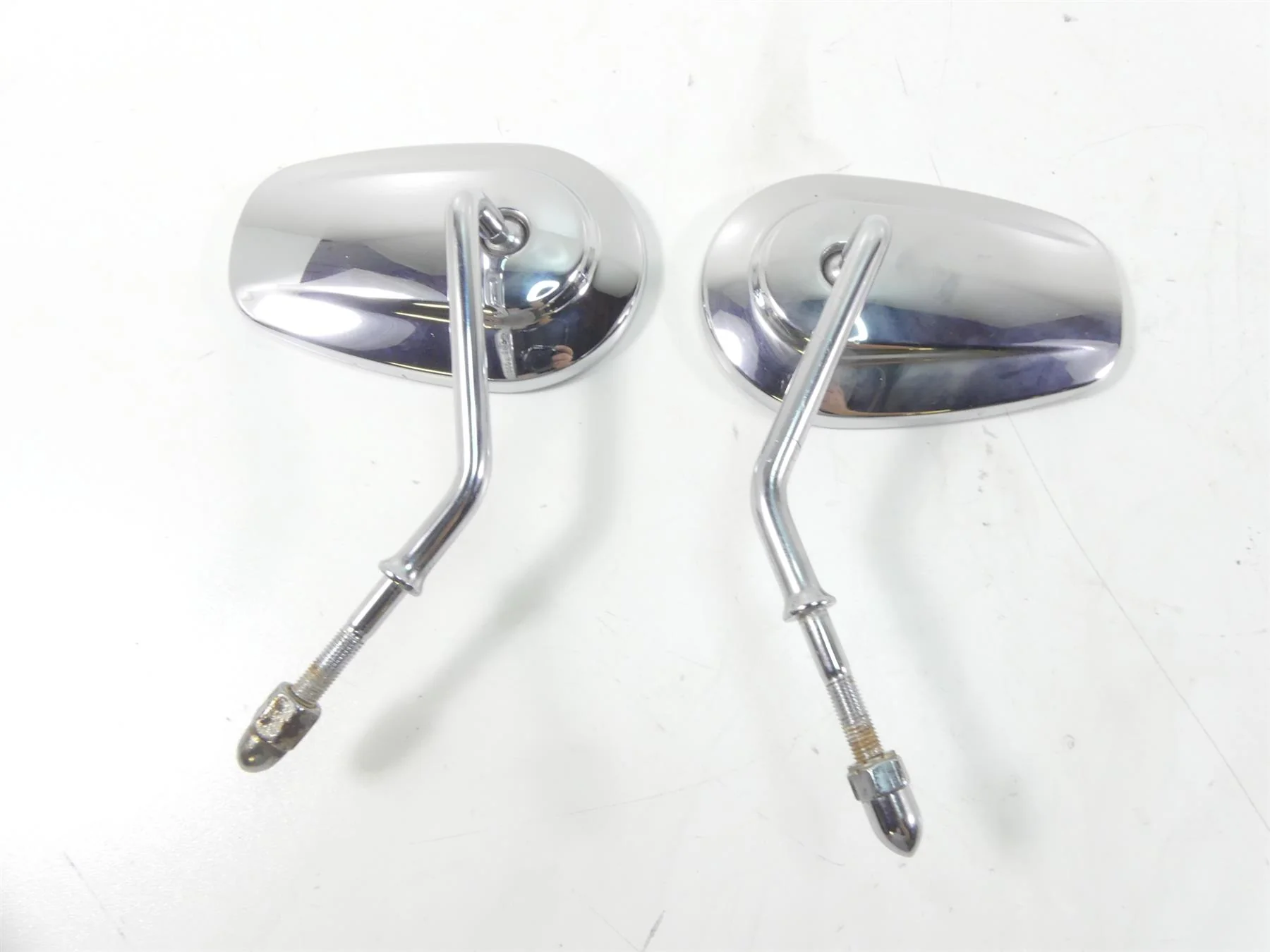 2009 Harley FXDF Dyna Fat Bob Rear View Chrome Mirror Set 91909-03 91910-03 - Image 2