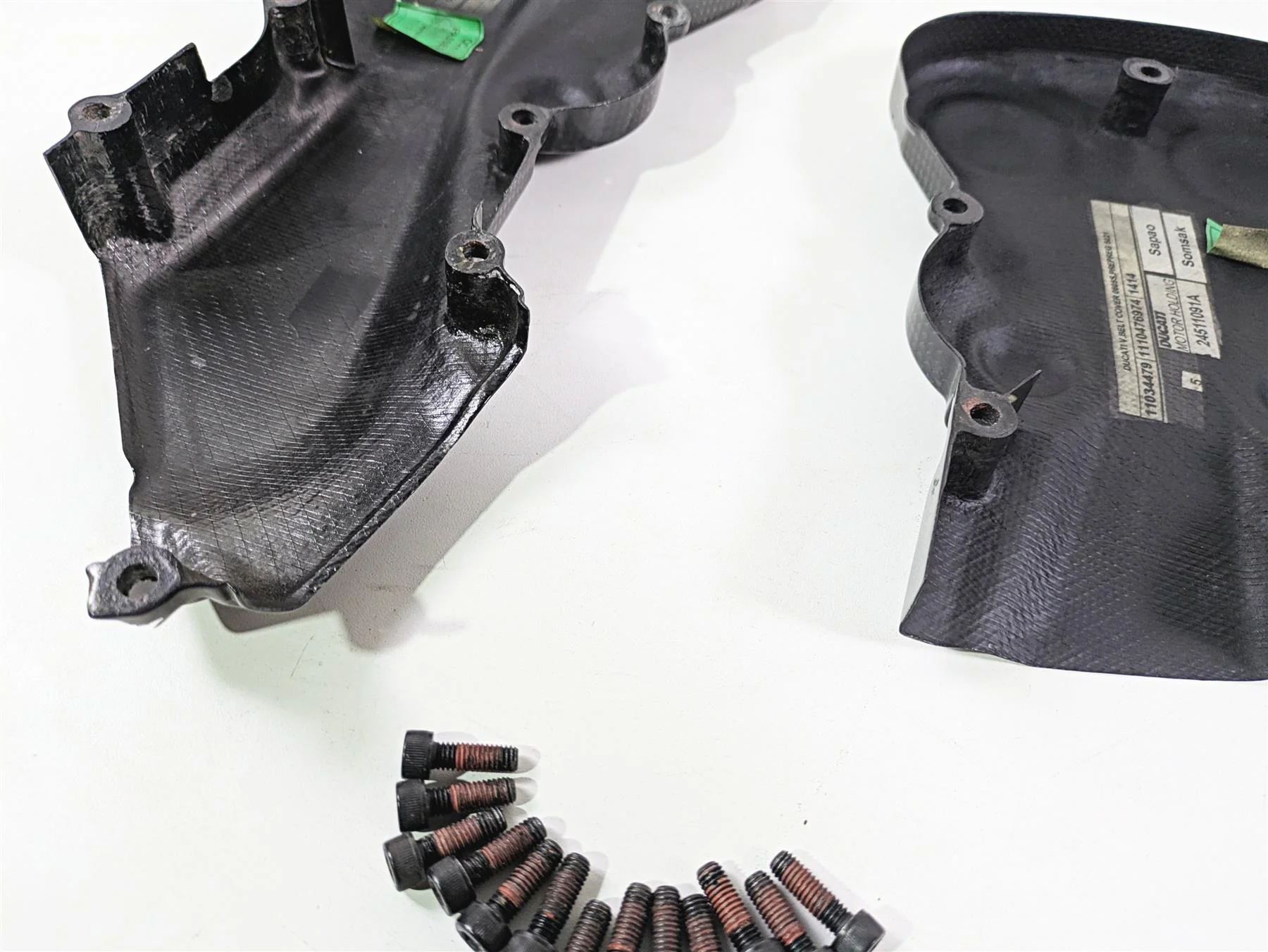 2010 Ducati Streetfighter 1098 S Carbon Fiber Timing Covers 24511091A 24511081A - Image 9