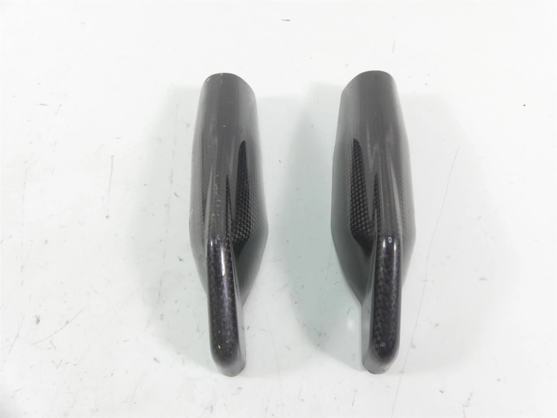 2011 Ducati Hypermotard 1100 SP Front Fork Lower Carbon Fiber Guards 46012801E - Image 2