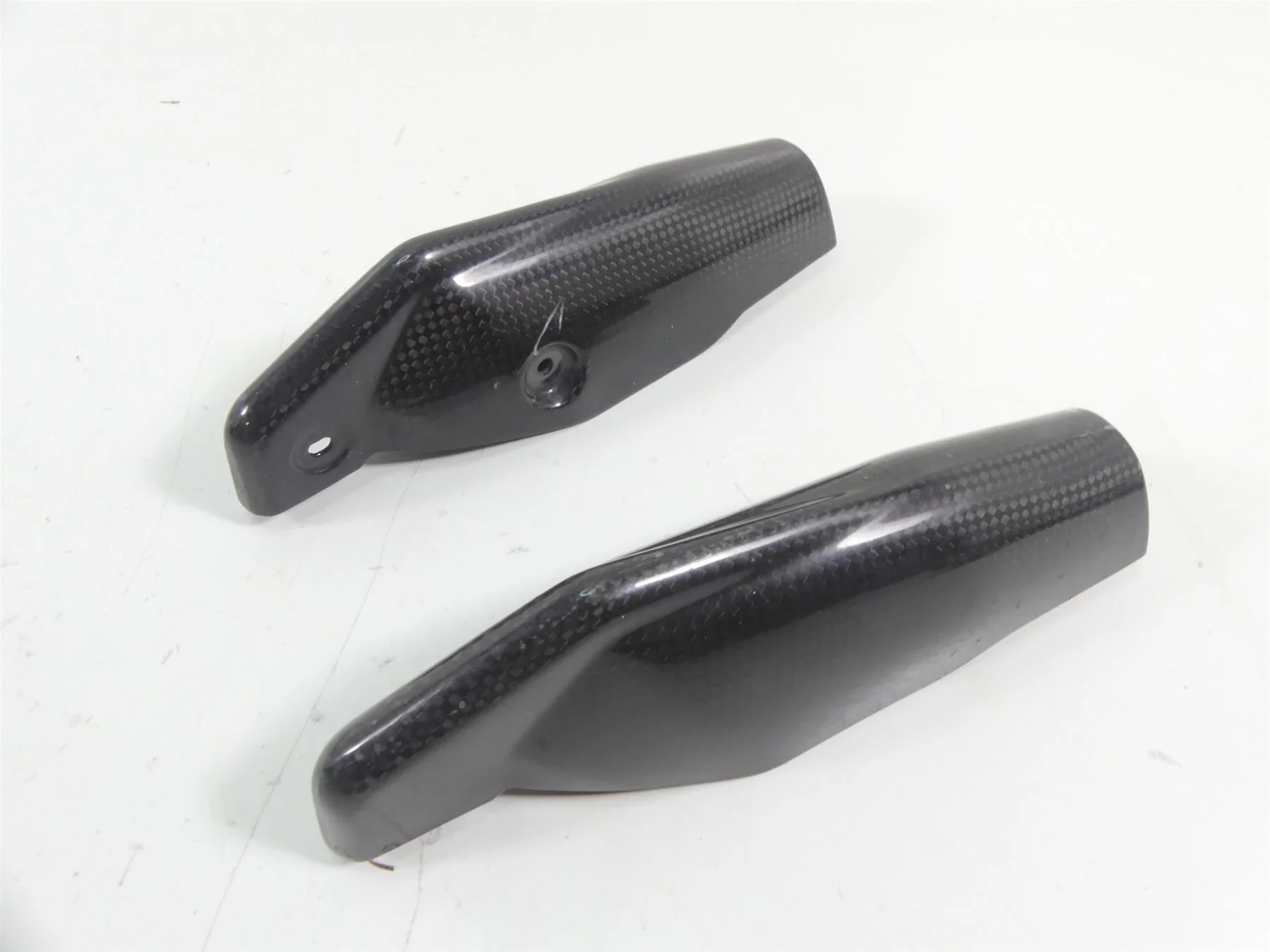 2011 Ducati Hypermotard 1100 SP Front Fork Lower Carbon Fiber Guards 46012801E - Image 3