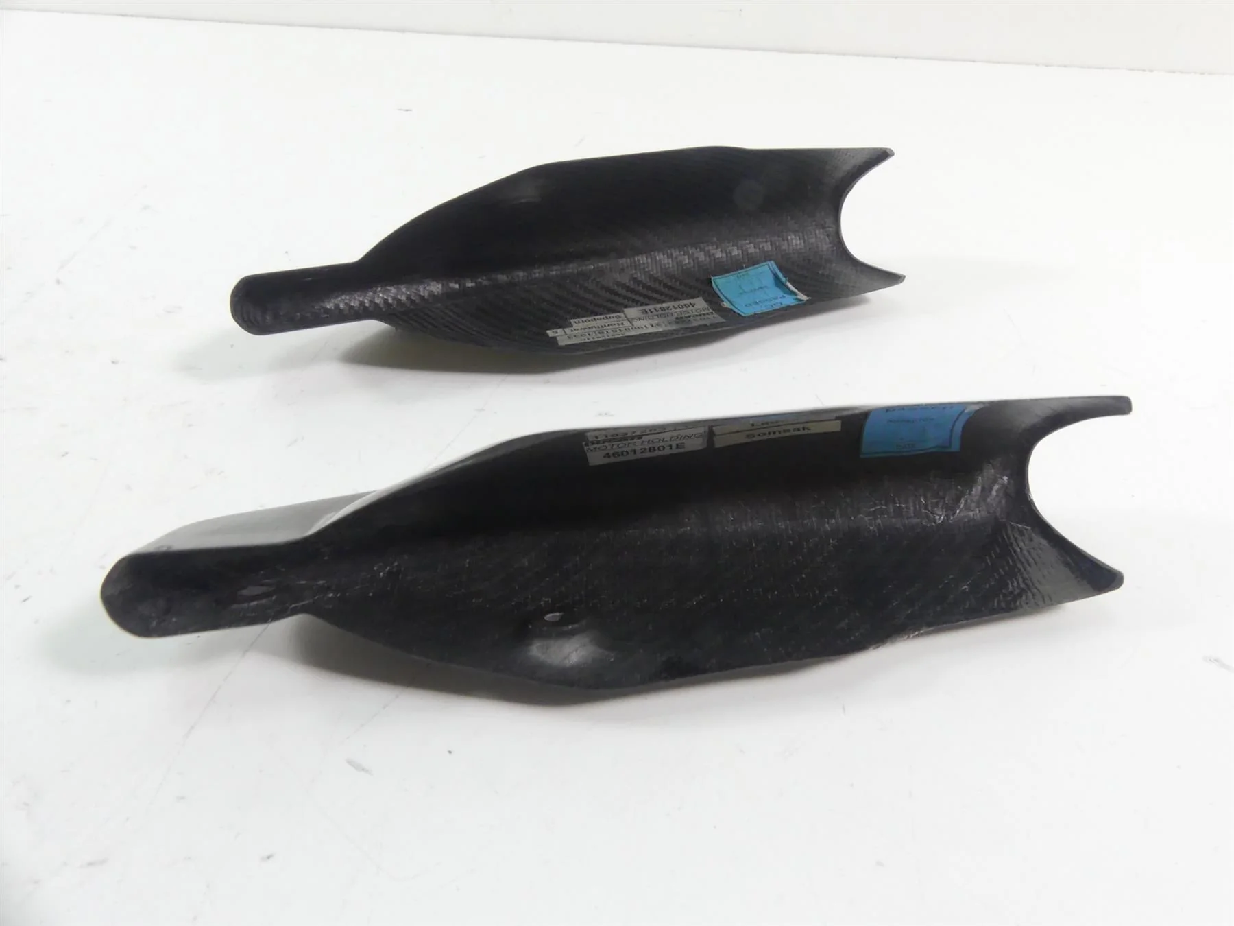 2011 Ducati Hypermotard 1100 SP Front Fork Lower Carbon Fiber Guards 46012801E - Image 4
