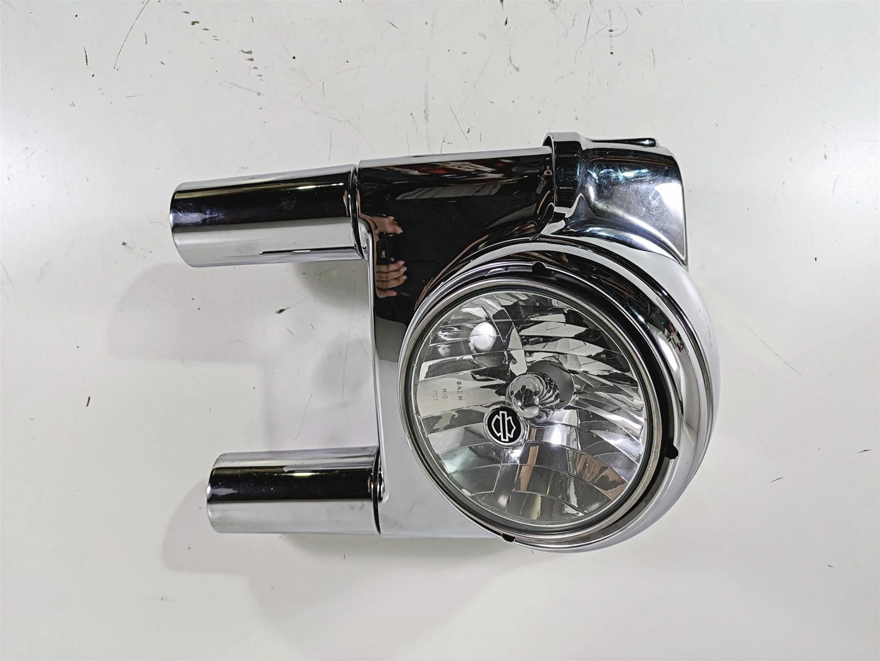 2012 Harley FLD Dyna Switchback Headlight Chrome Nacelle Set 61400078 57200024 - Image 5
