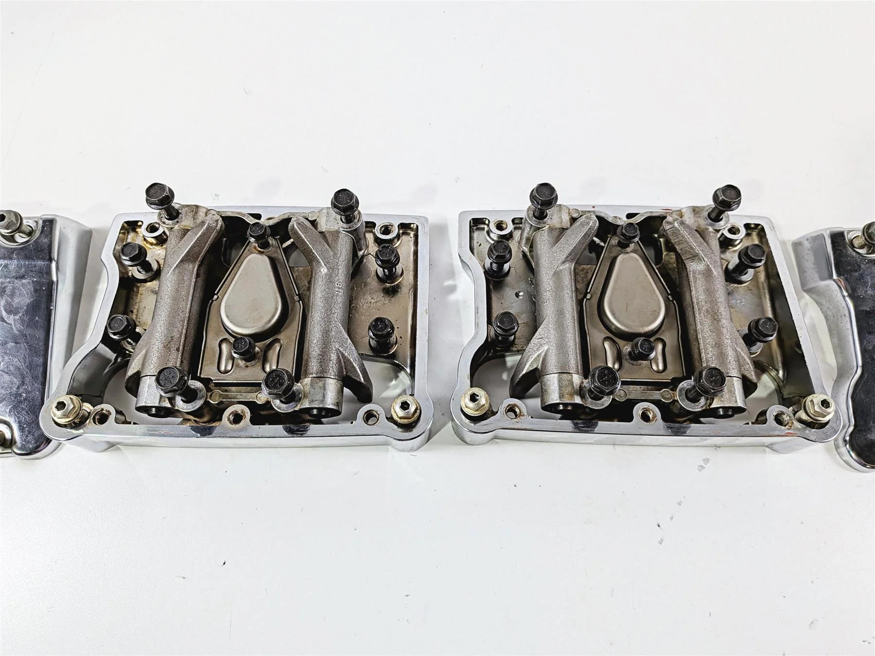 2012 Harley Softail FLSTF Fat Boy Chrome Rocker Box & Valve Cover Set 17543-99A - Image 3