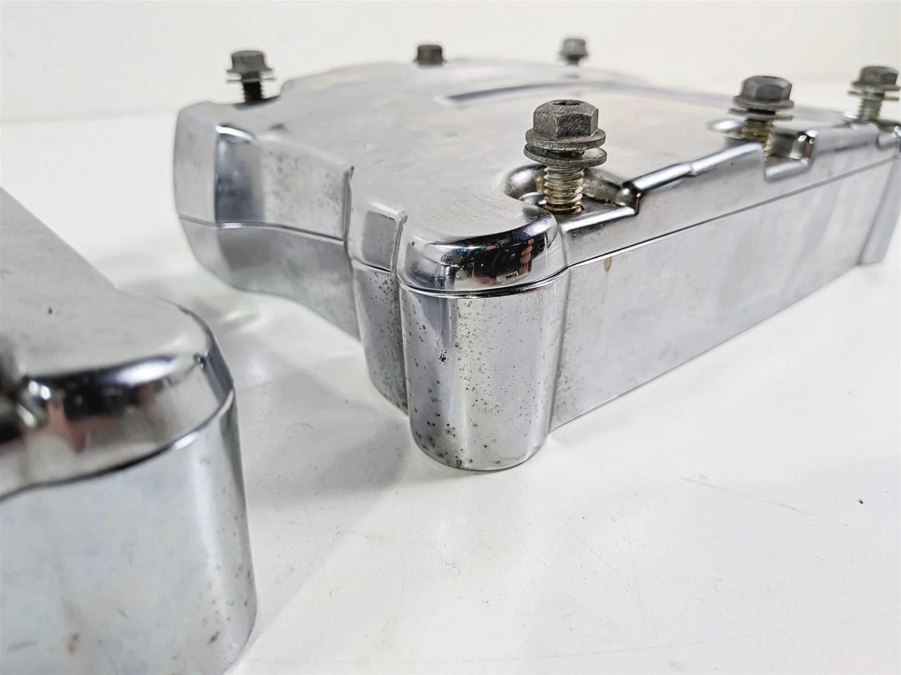 2012 Harley Softail FLSTF Fat Boy Chrome Rocker Box & Valve Cover Set 17543-99A - Image 6