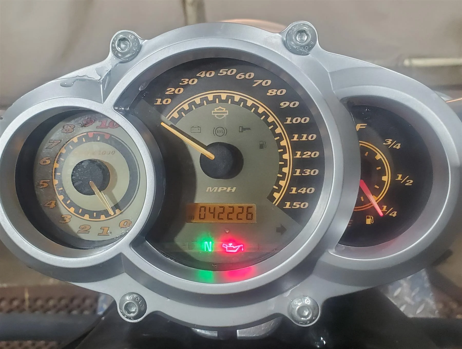 2012 Harley VRSCF Muscle V Rod Gauges Speedometer Instrument - 42k 71962-09A - Image 2