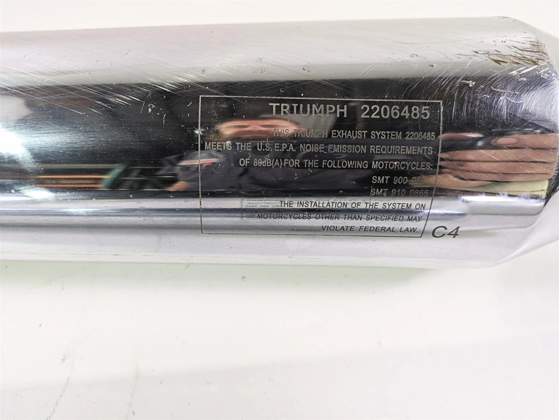 2013 Triumph Bonneville Stock Exhaust Pipe Muffler Set T2206490 T2206485 - Image 10