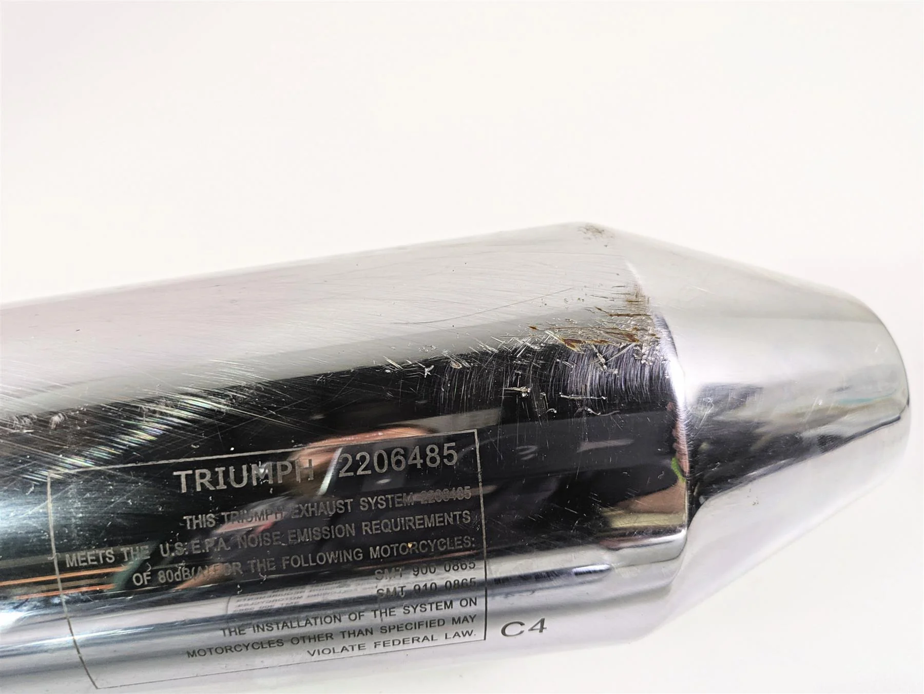 2013 Triumph Bonneville Stock Exhaust Pipe Muffler Set T2206490 T2206485 - Image 9
