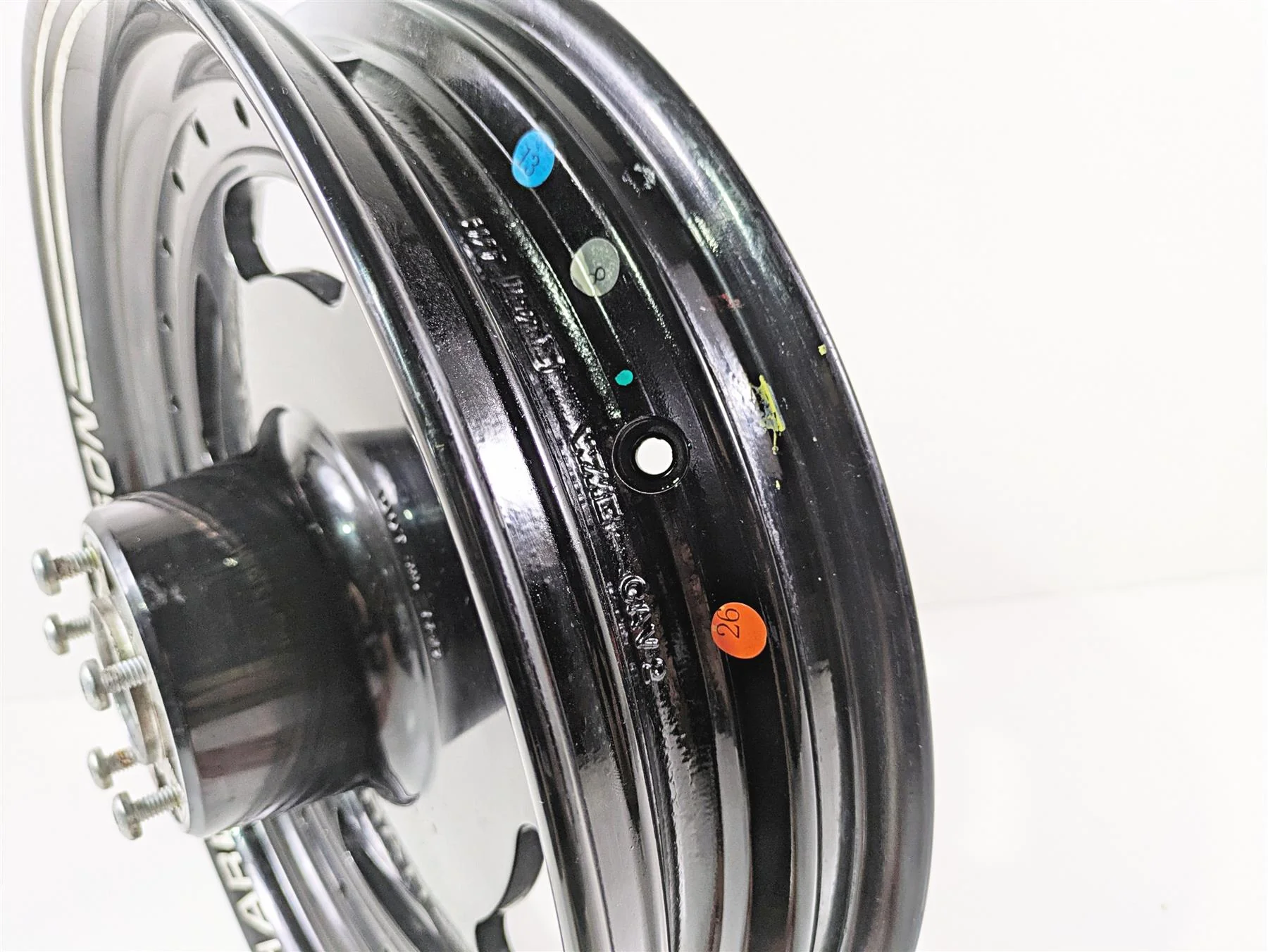 2014 Harley FXDF Dyna Fat Bob Front Wheel Rim 16x3 Black Straight 43300254 - Image 11