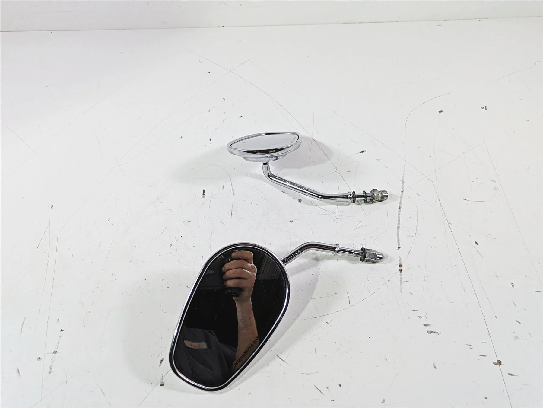 2015 Harley FXDL Dyna Low Rider Chrome Rear View Mirror Set 91840-03B 91845-03B - Image 4