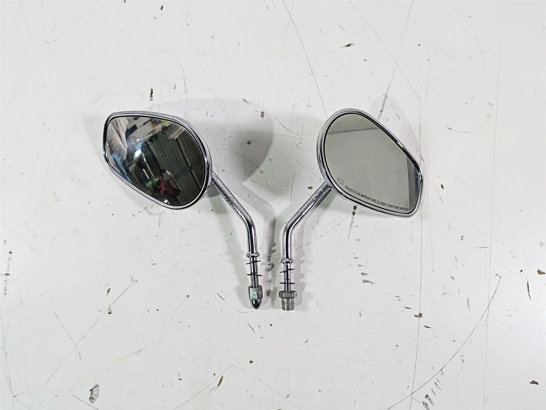 2015 Harley FXDL Dyna Low Rider Chrome Rear View Mirror Set 91840-03B 91845-03B - Image 5